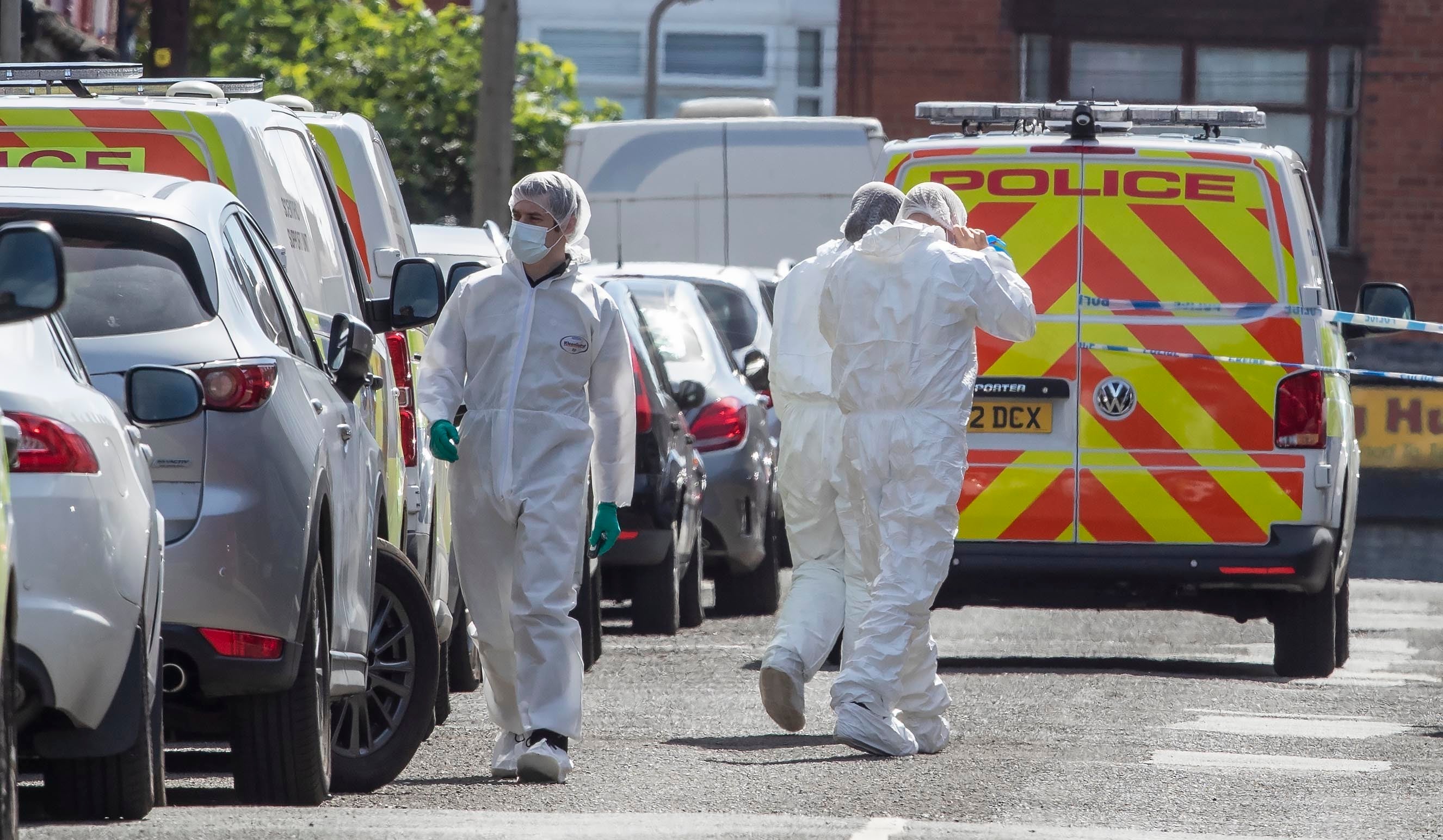 Forensic officers on Leinster Road on Sunday after the shooting