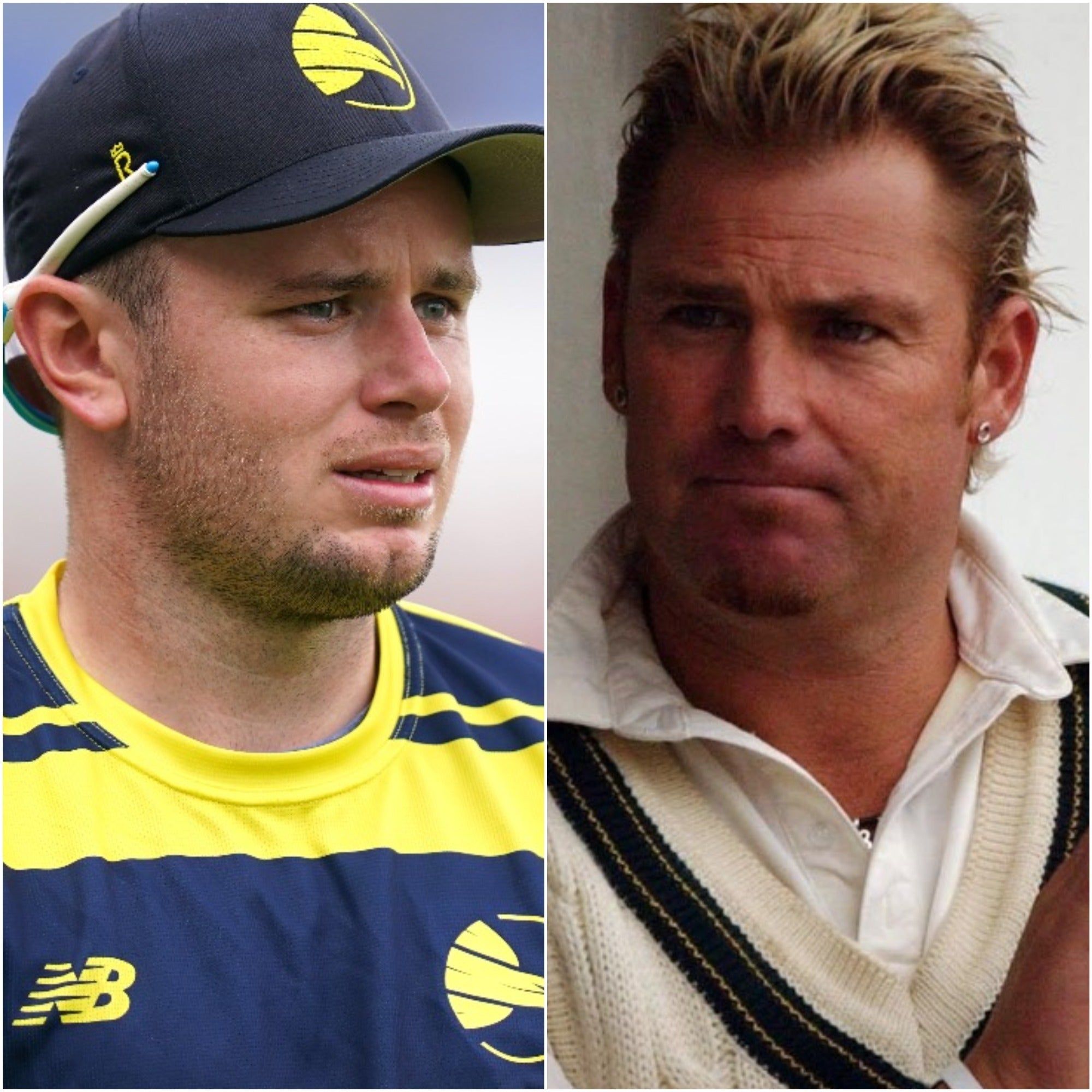 Spin bowler Mason Crane, left, was coached by Shane Warne, right, in the inaugural season of The Hundred (PA)