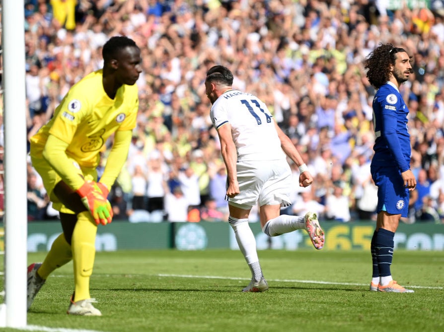 Harrison netted Leeds’ third goal against Chelsea as they produced a stunning display