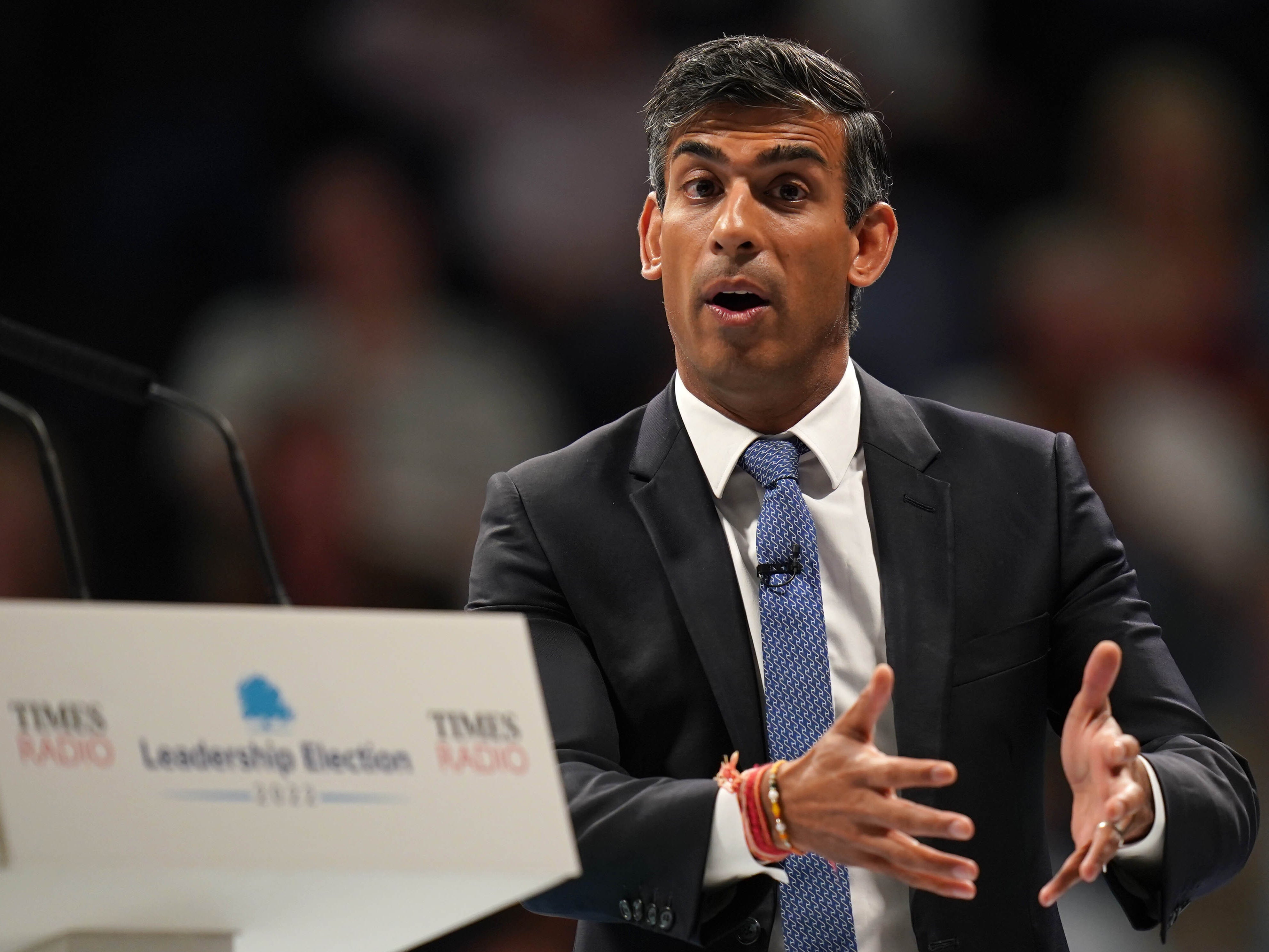 Tory leadership hopeful Rishi Sunak at hustings in Birmingham