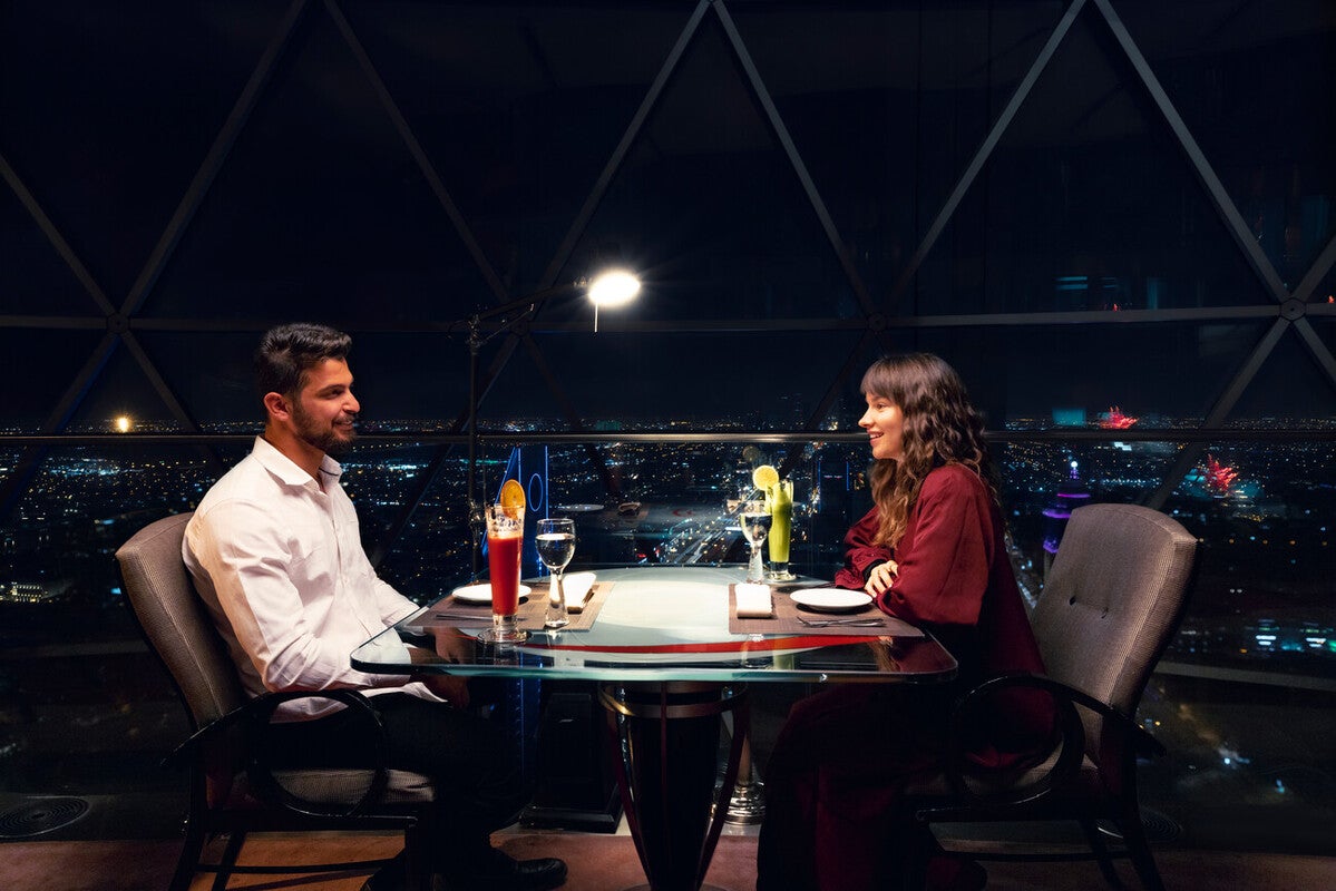 Couples can enjoy amazing views across Riyadh at The Globe, Al Faisaliah Tower