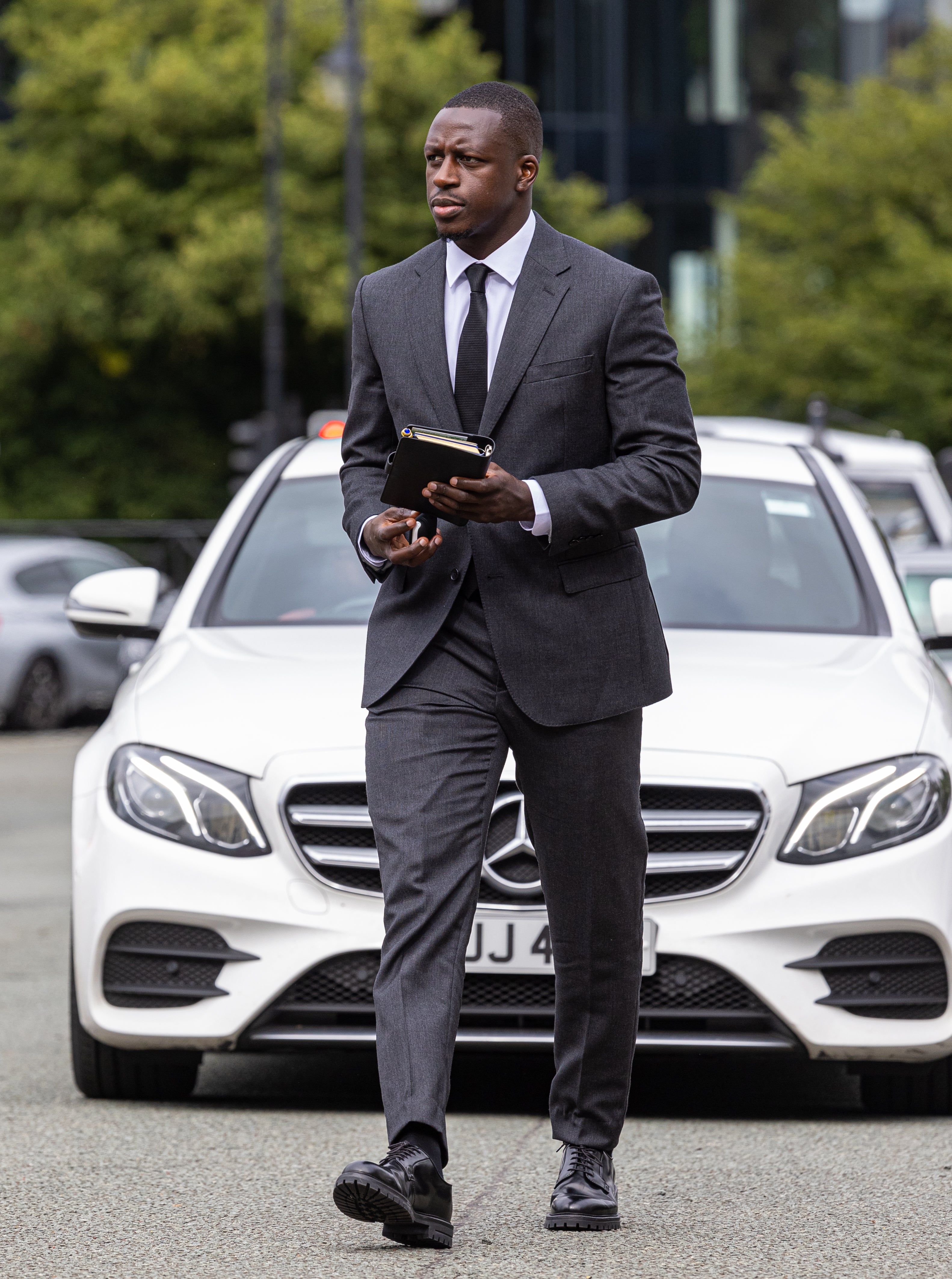 Manchester City footballer Benjamin Mendy arrives at Chester Crown Court (David Rawcliffe/PA)