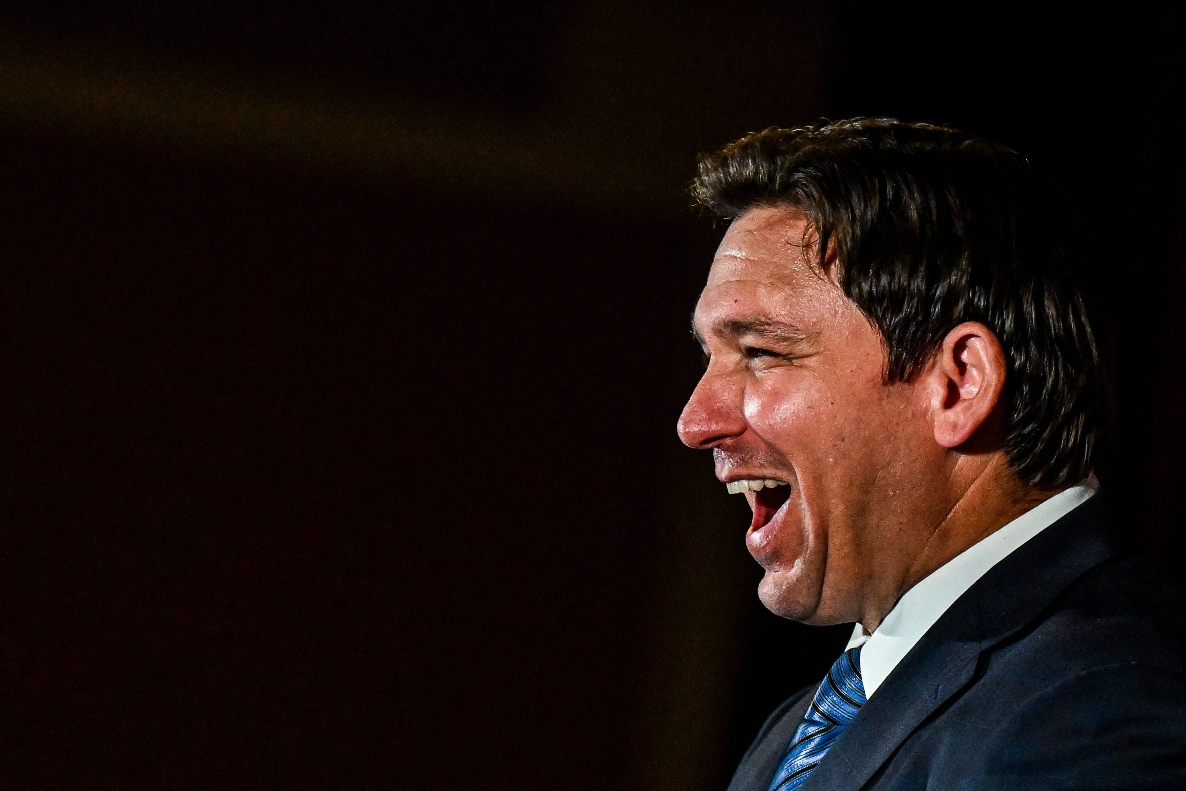 Florida Governor Ron DeSantis speaks during a primary election night event in Hialeah, Florida, on August 23, 2022