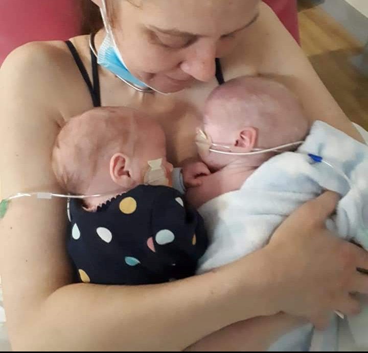 Jennifer French with twins Rupert and Molly