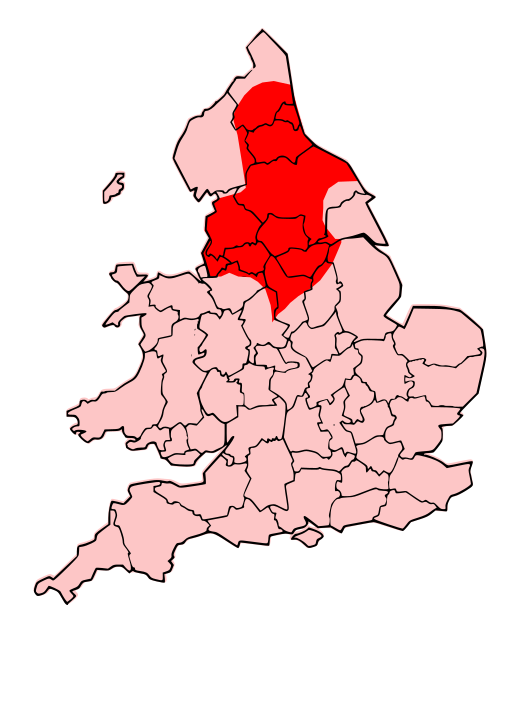 Brigantia (dark red) was a vast expanse of territory covering the north of England