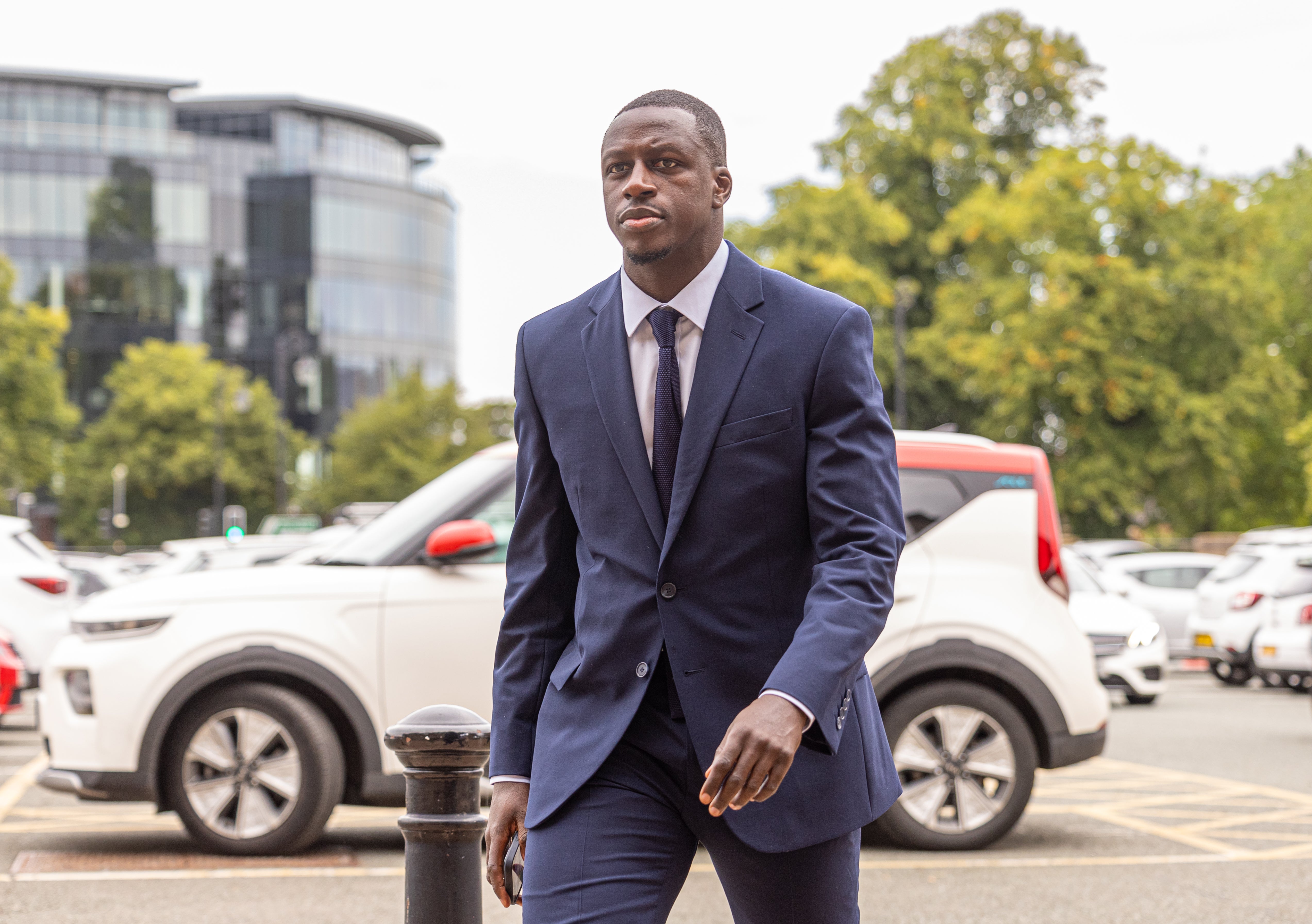 Manchester City footballer Benjamin Mendy arrives at Chester Crown Court