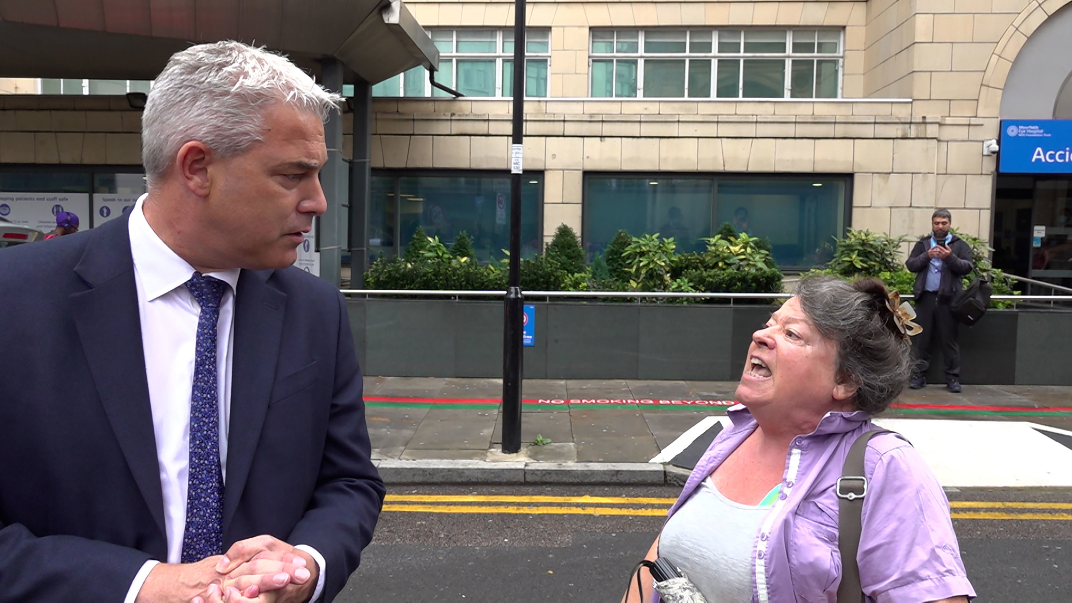 The woman confronted Steve Barclay mid-interview