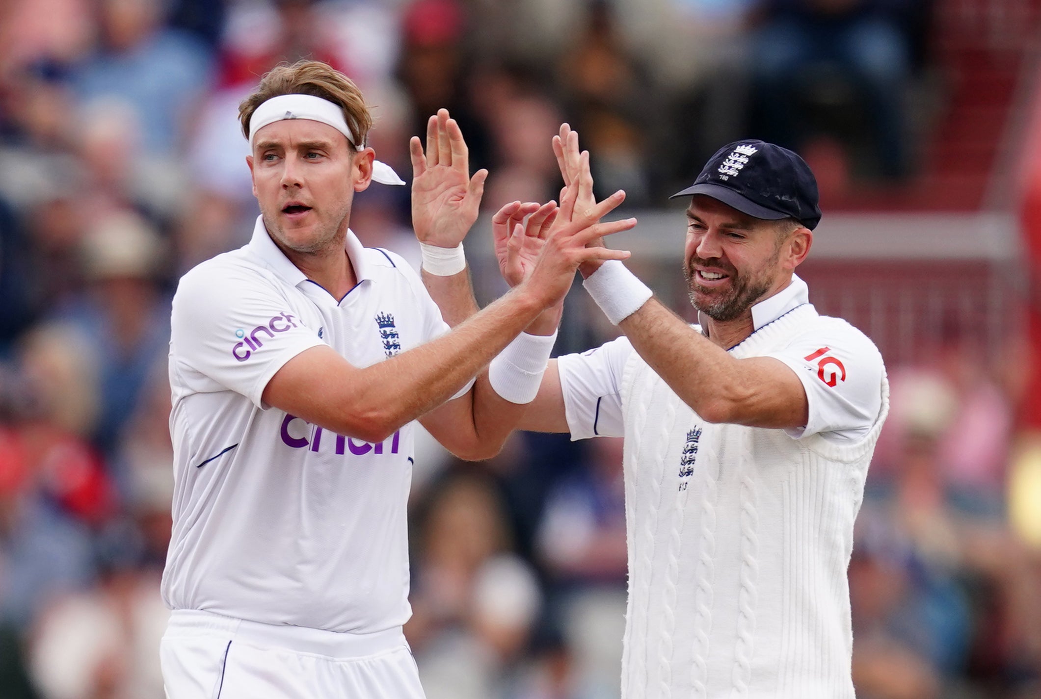 Stuart Broad, left, had a good day despite not opening the bowling (David Davies/PA)