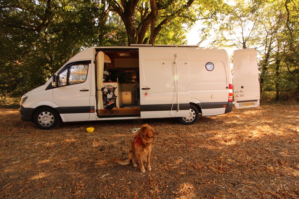 Freddie in front of ‘Puff the Magic Wagon’ van in Loire Valley, France, in 2019 (Collect/PA Real Life)