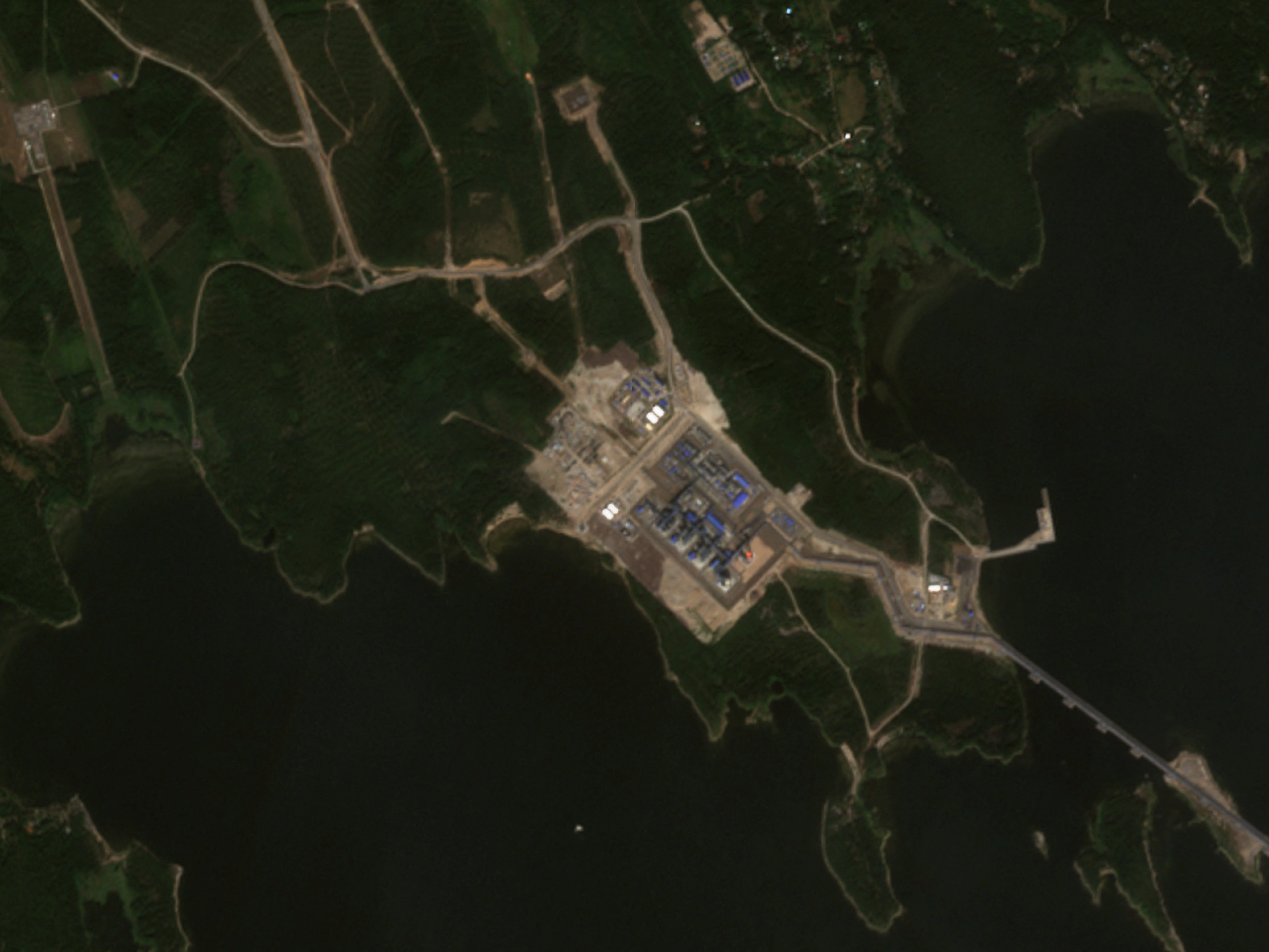 A satellite image shows the Russian gas flare at Portovaya