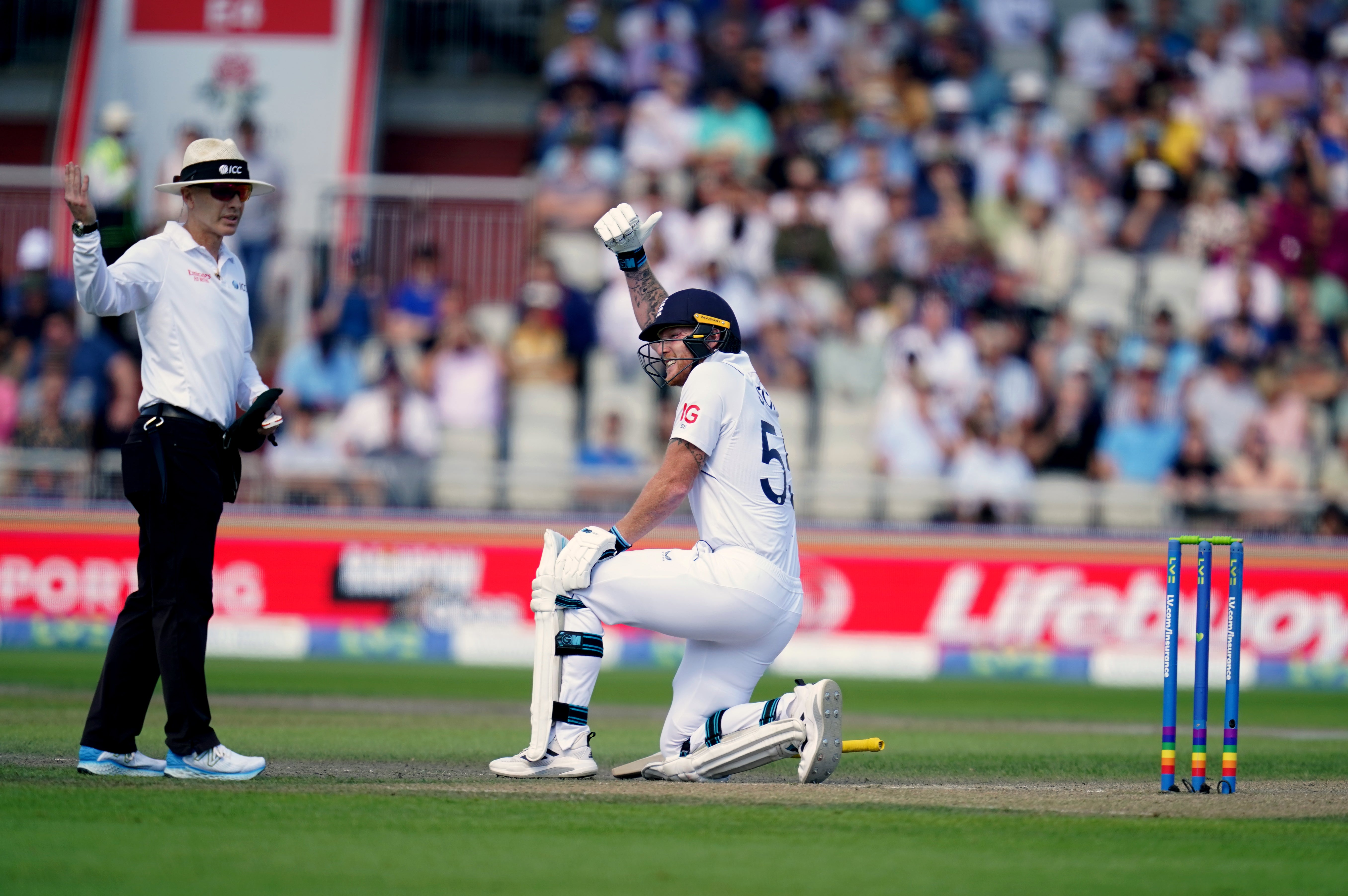 Ben Stokes needed treatment on his left knee (Nick Potts/PA)