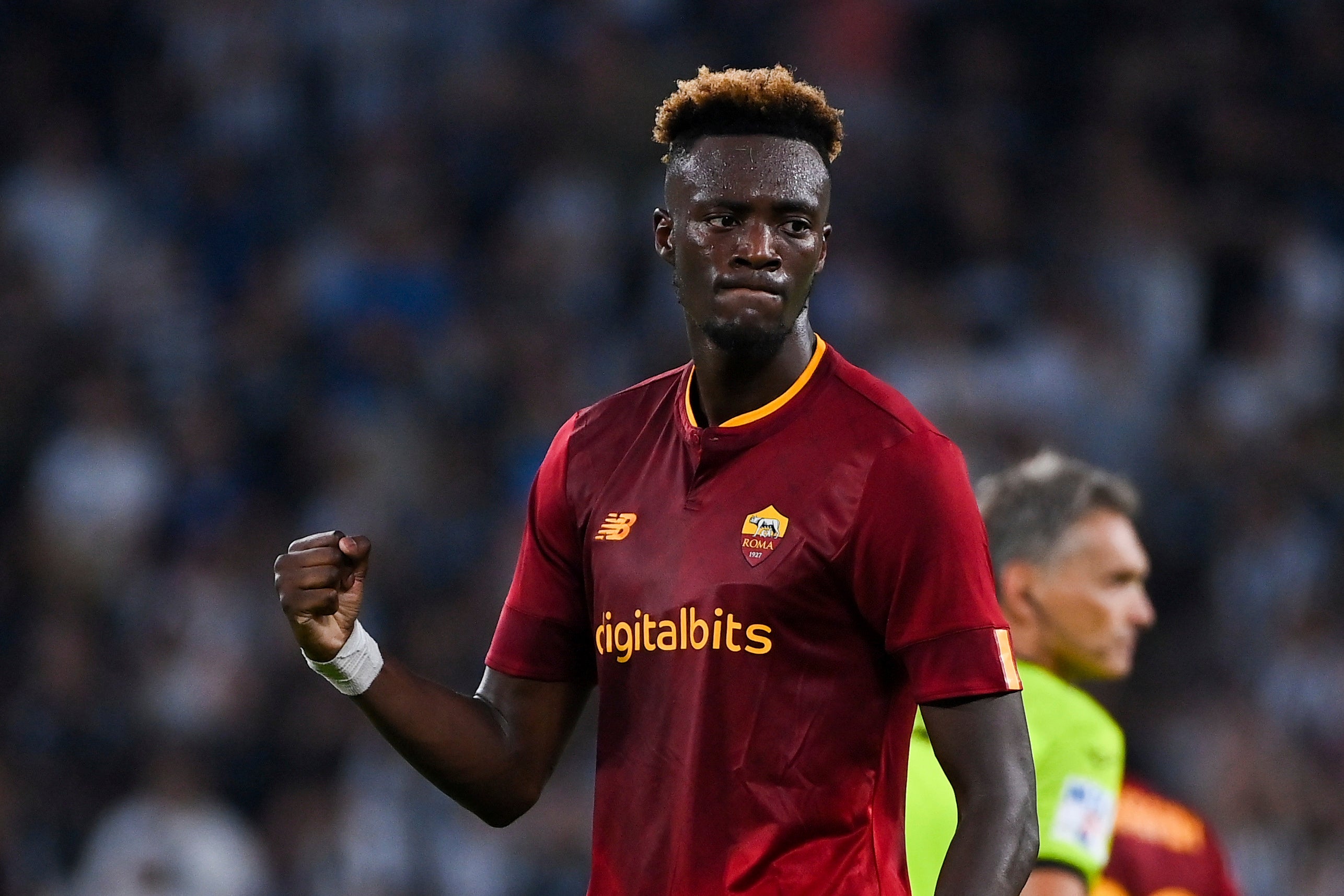 England striker Tammy Abraham scored his first goal of the season in Roma’s 1-1 Serie A draw at Juventus (Marco Alpozzi/LaPresse via AP)