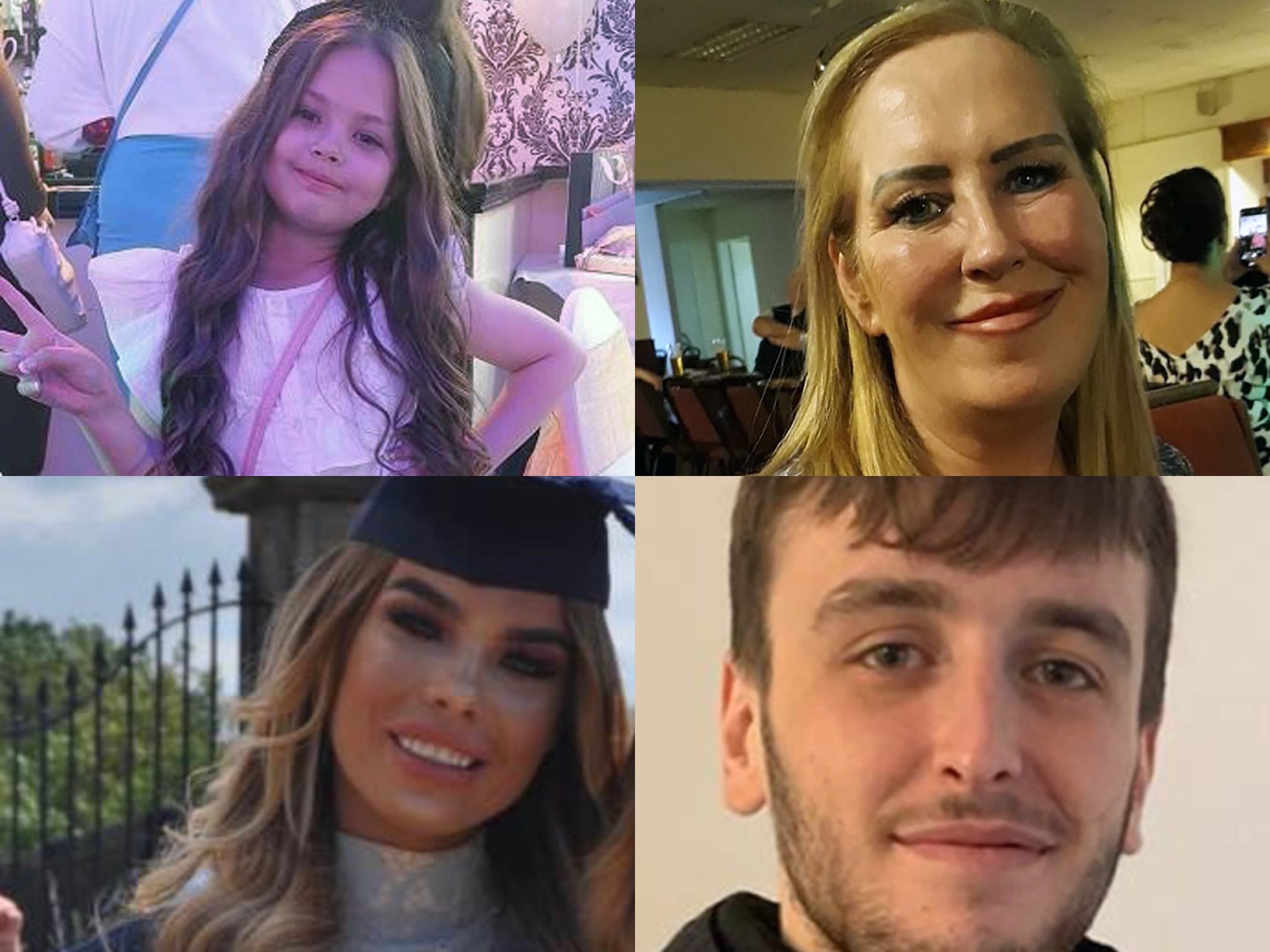 Four people were killed within a matter of days of one another in Merseyside. Pictured: (clockwise from top left) Olivia Pratt-Korbel, Karen Dempsey, Sam Rimmer and Ashley Dale