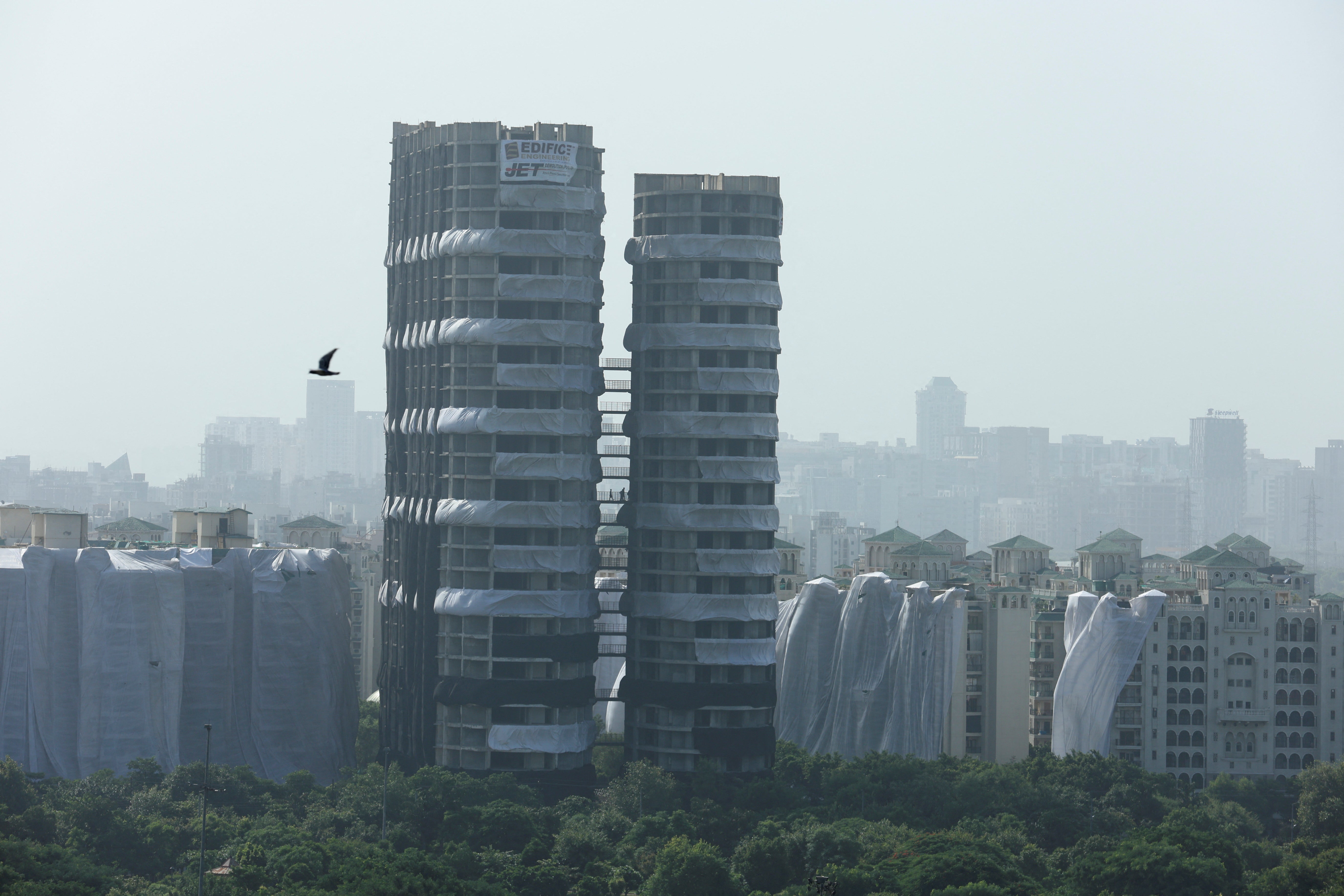 Supertech ‘twin towers’ and surrounding buildings just before the demolition