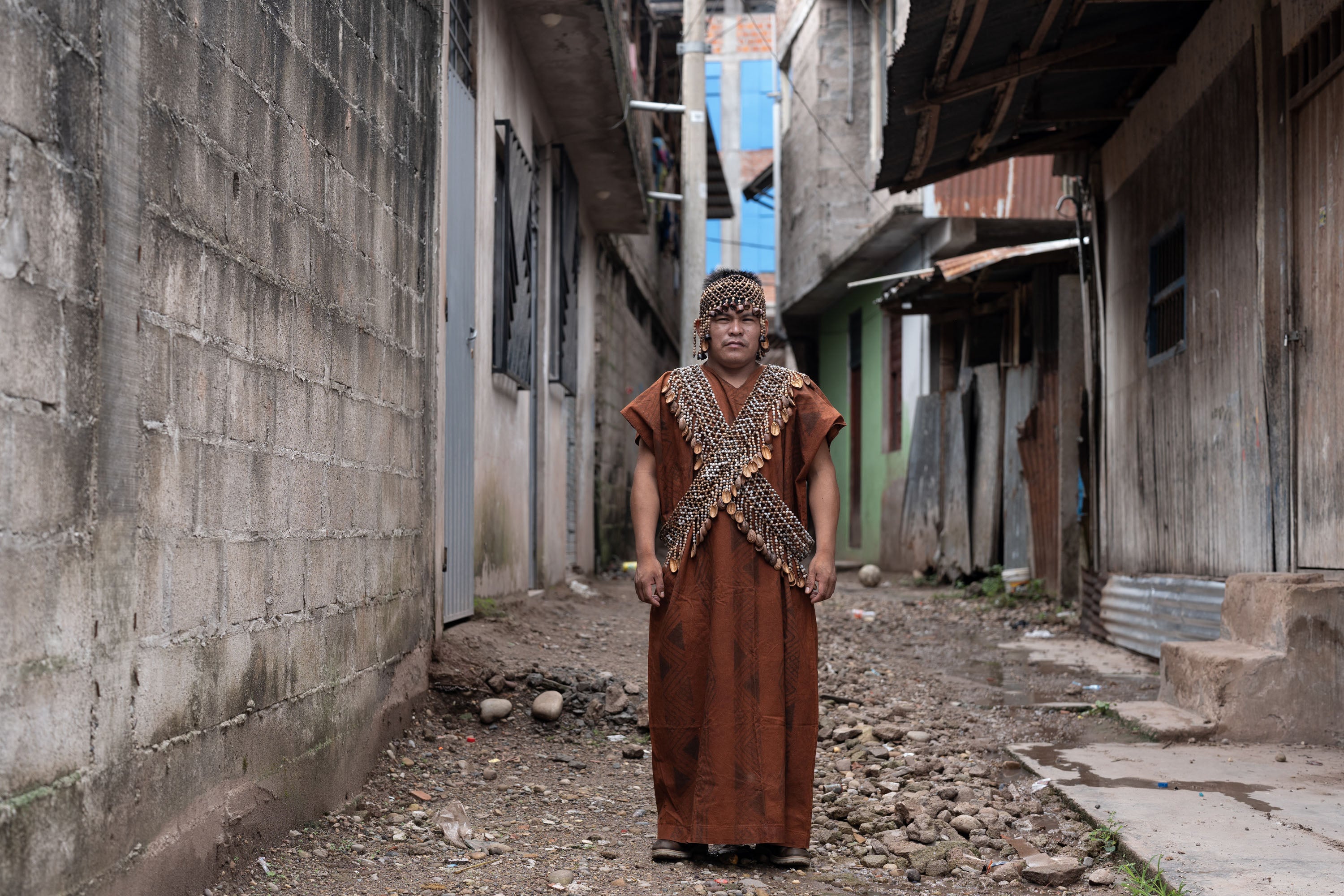 Herlin Odicio, 36, president of the Native Federation of Cacataibo Communities, in Aguaytía, Peru