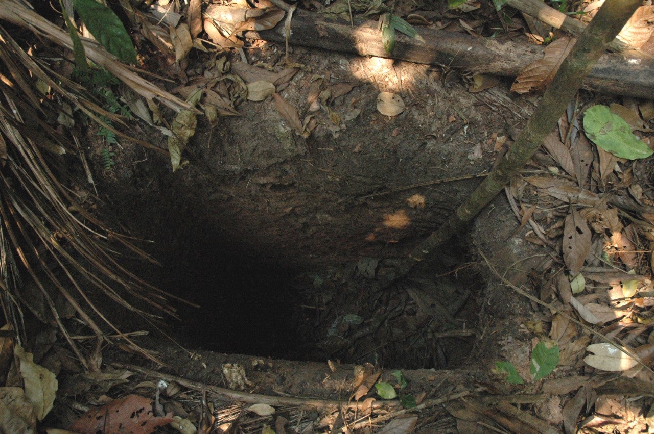 A hole found in one of the tribesman’s huts