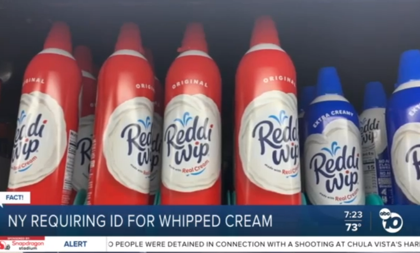 New York stores have begun to enforce ban on sale of whipped cream canisters to under 21s