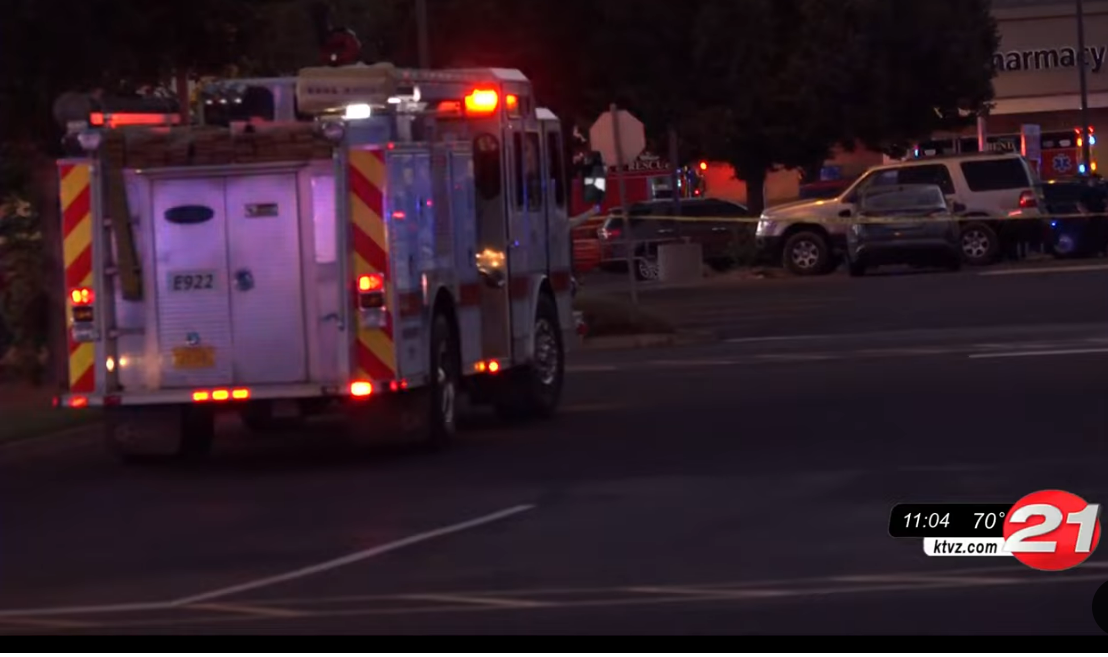 First responders arrive at the Safeway in Bend, Oregon, where an active shooter killed at two people and was declared dead by police shortly after the shooting began