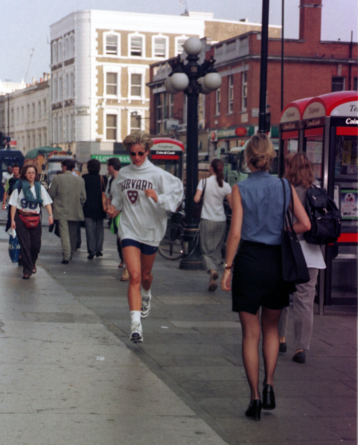 Diana, pictured 10 days before her death, jogs to her car on Earl’s Court Road in London after going to the gym