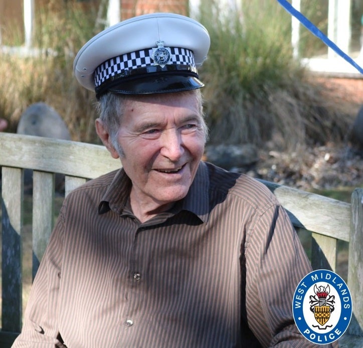 Geoff Brown dons a police hat