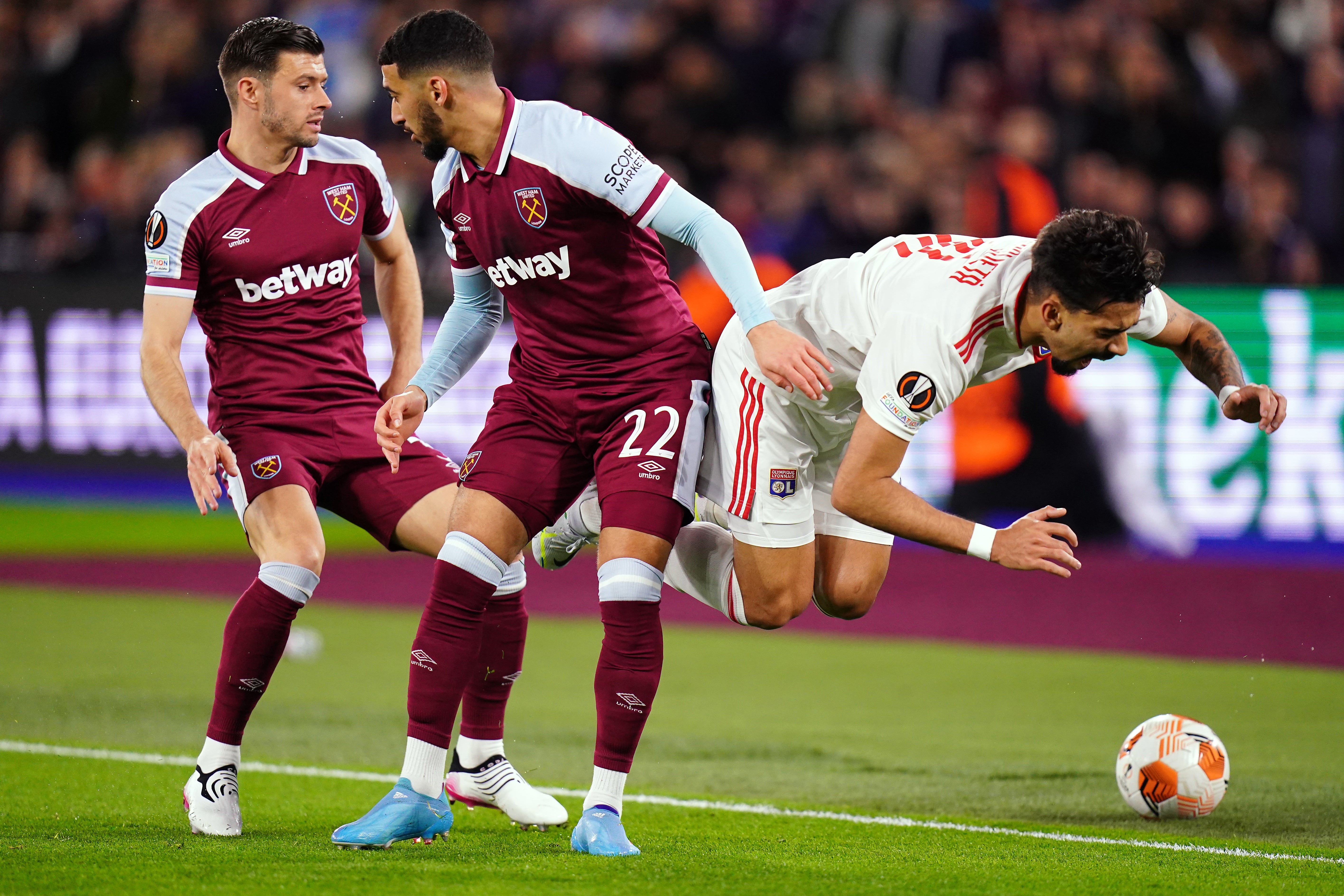 Paqueta (right) came up on the losing side against West Ham in the Europa League last season (Adam Davy/PA)