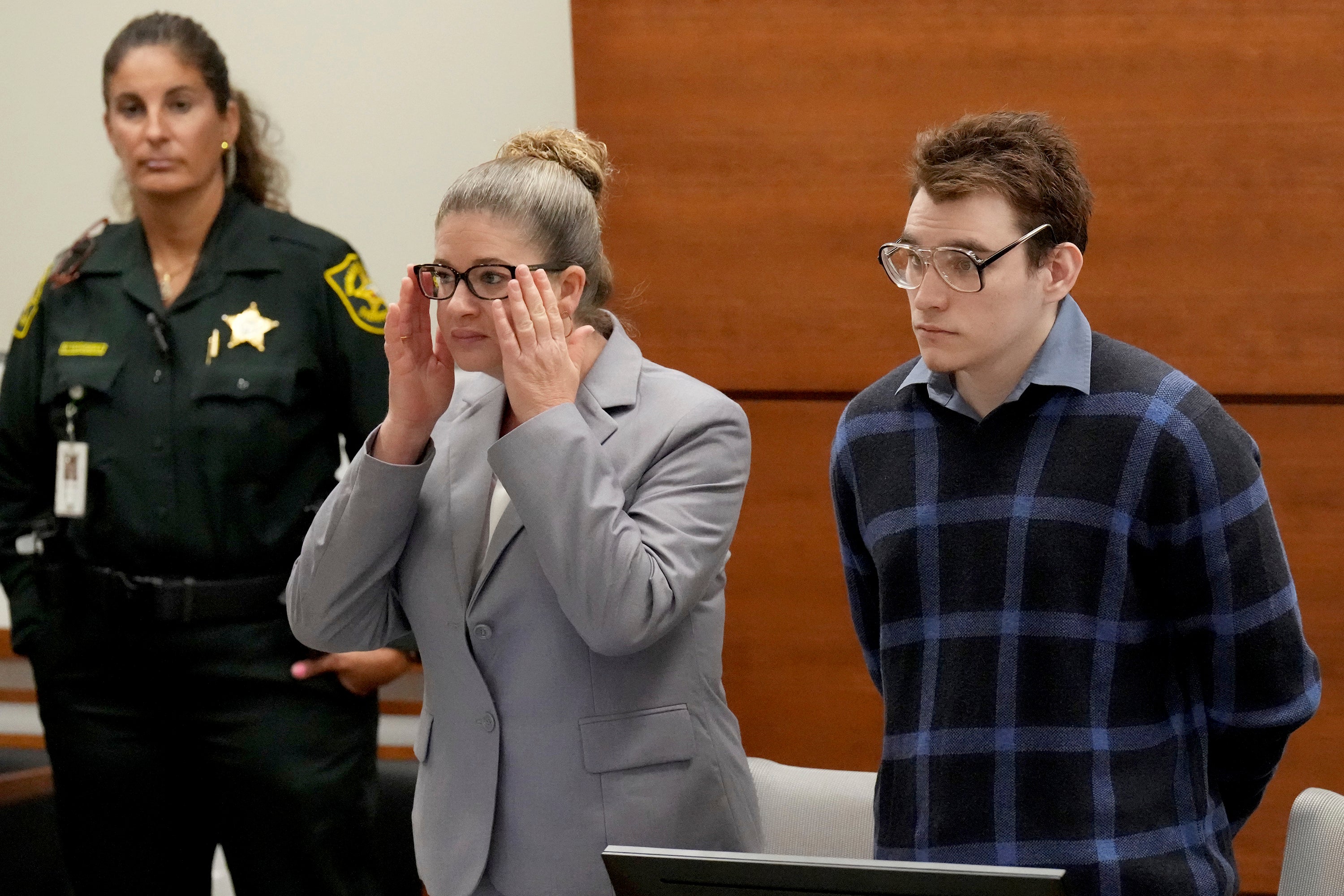 Nikolas Cruz stands as jurors enter the courtroom on 29 August