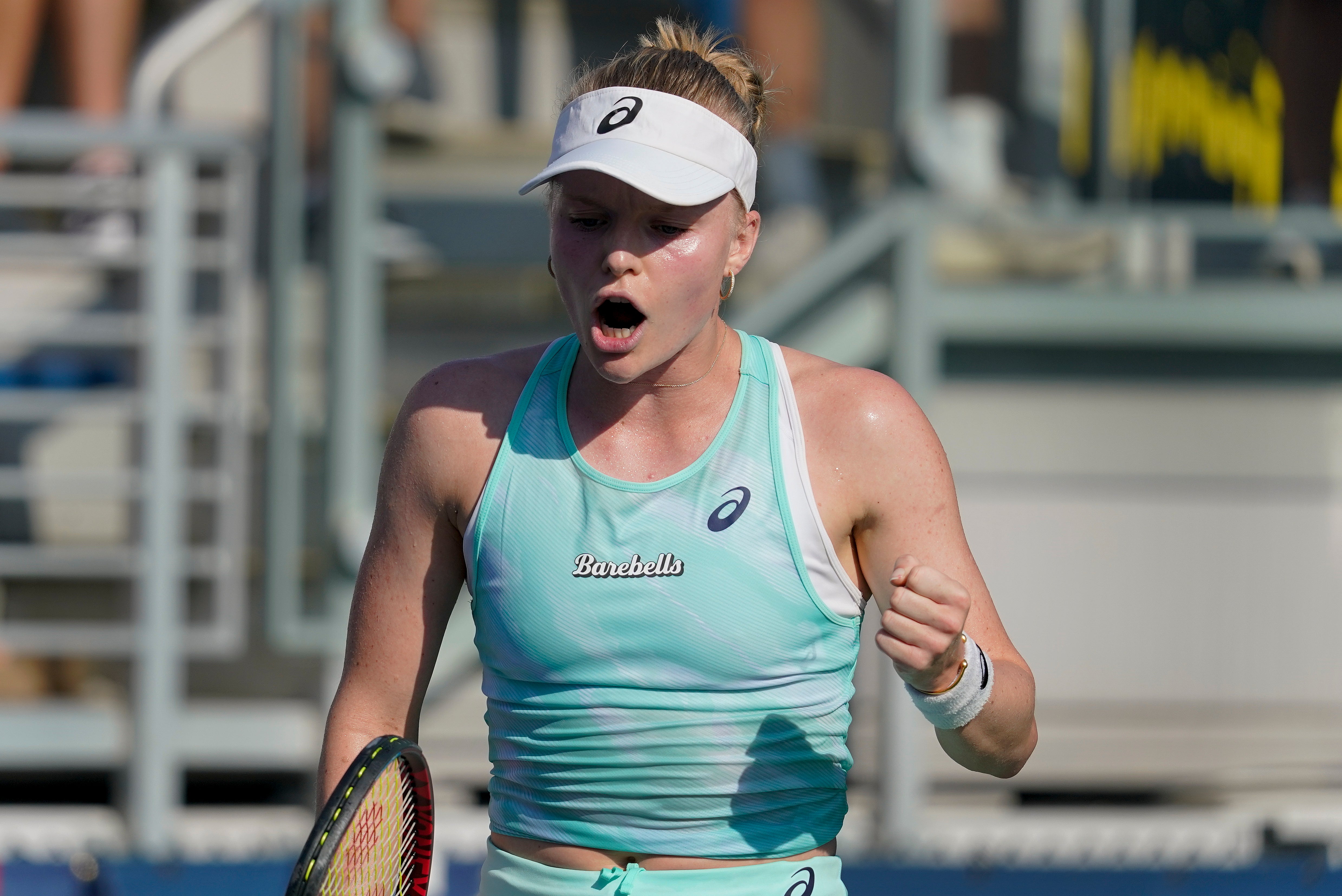 Harriet Dart celebrated during her victory over Daria Kasatkina (Mary Altaffer/AP)