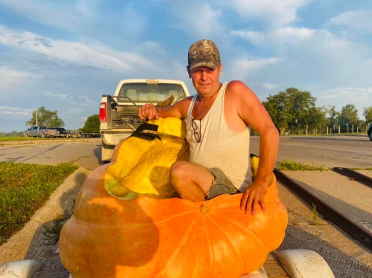 A 60-year-old Nebraska man paddled in a giant pumpkin