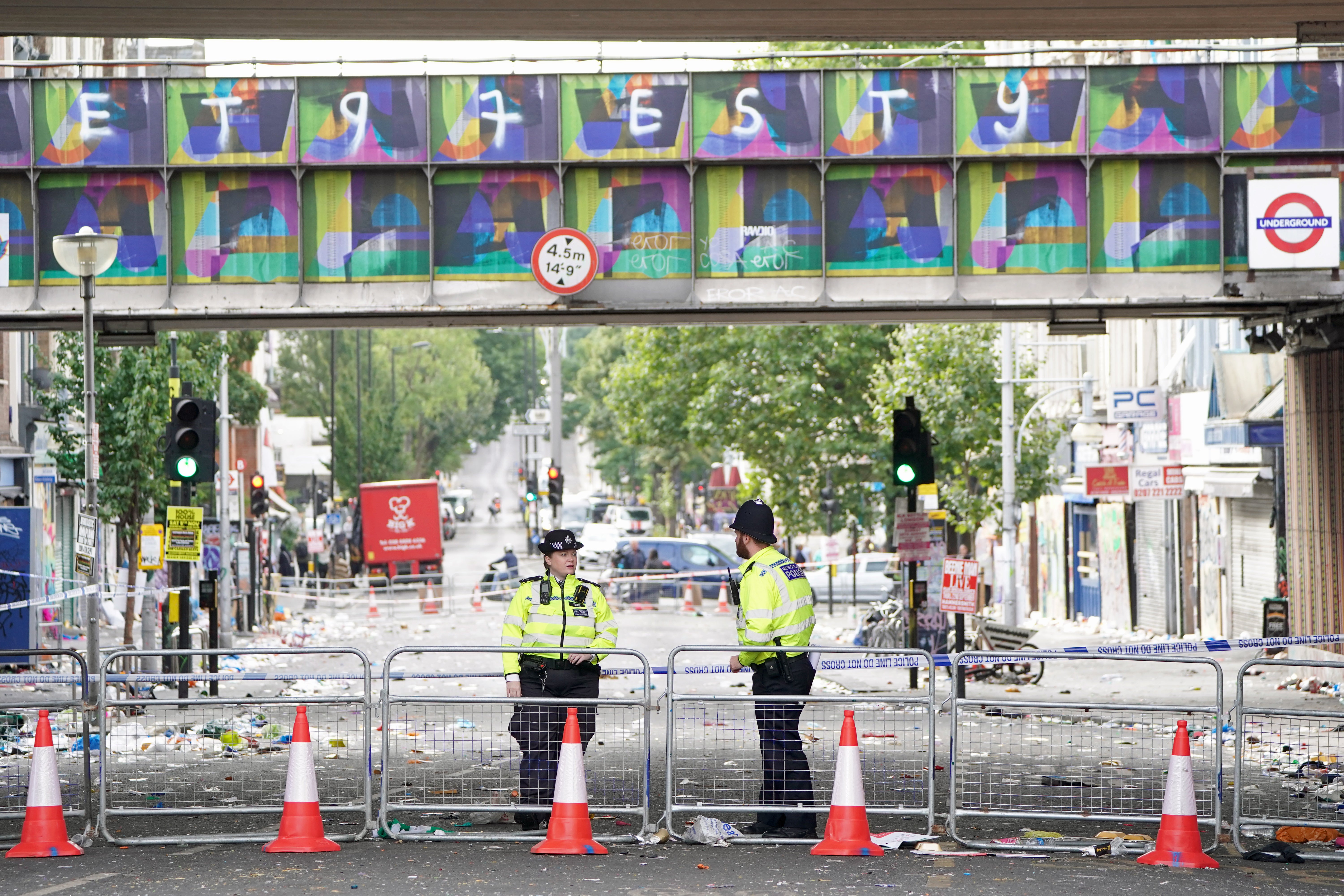 Police at the scene of the stabbing in north London