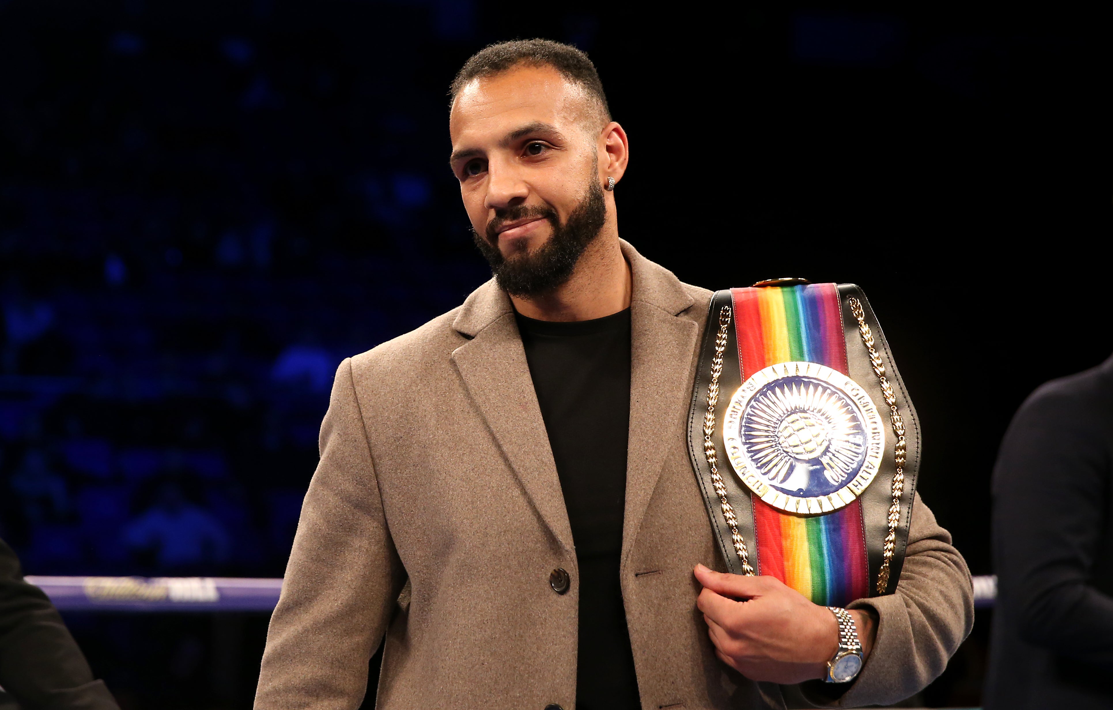 Wadi Camacho with his commonwealth belt at The O2 Arena, London (PA)