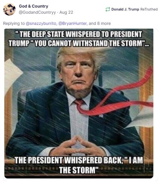 Trump shares a QAnon meme of himself