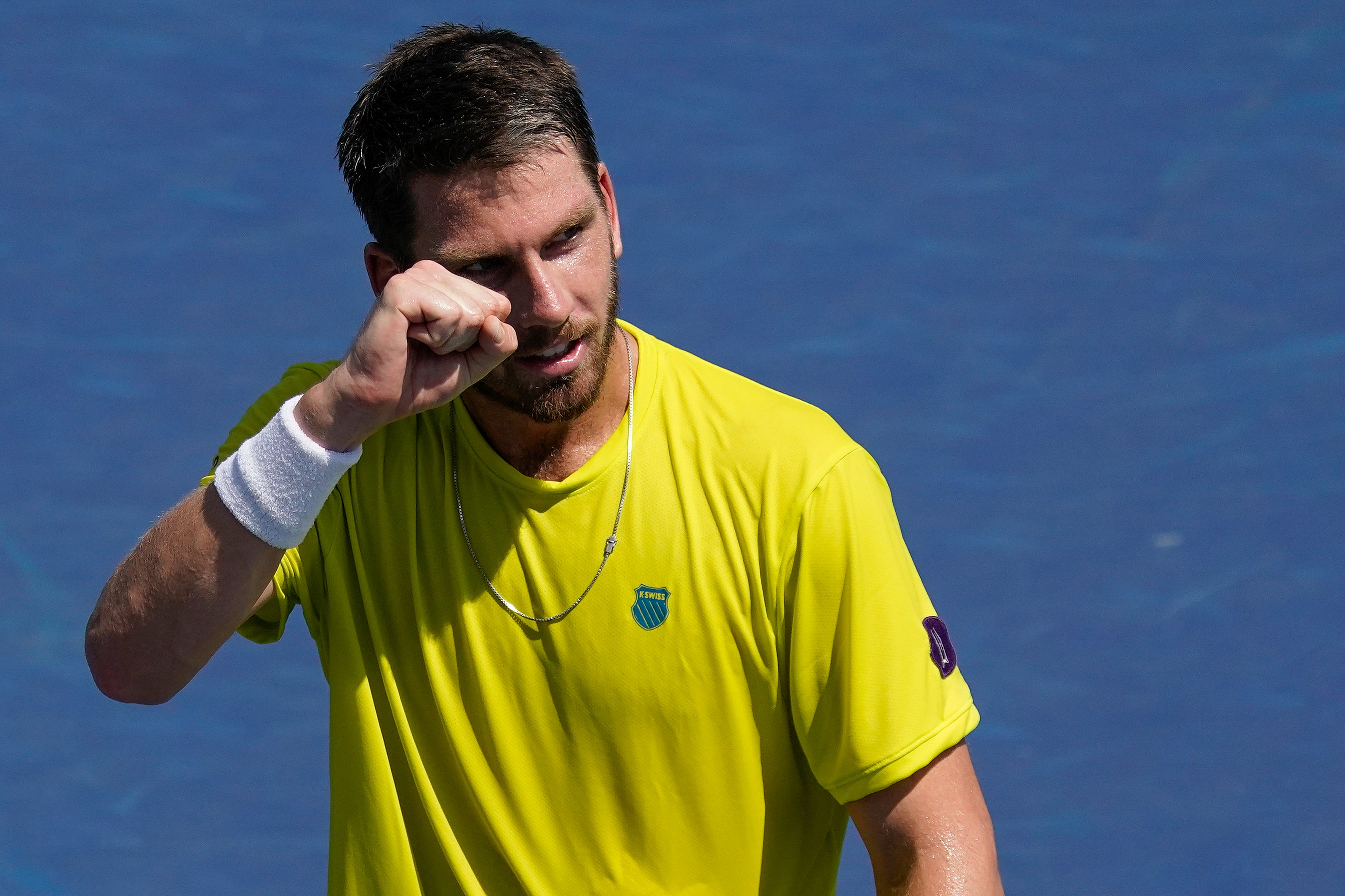 Cameron Norrie celebrates his victory (Julia Nikhinson/AP)