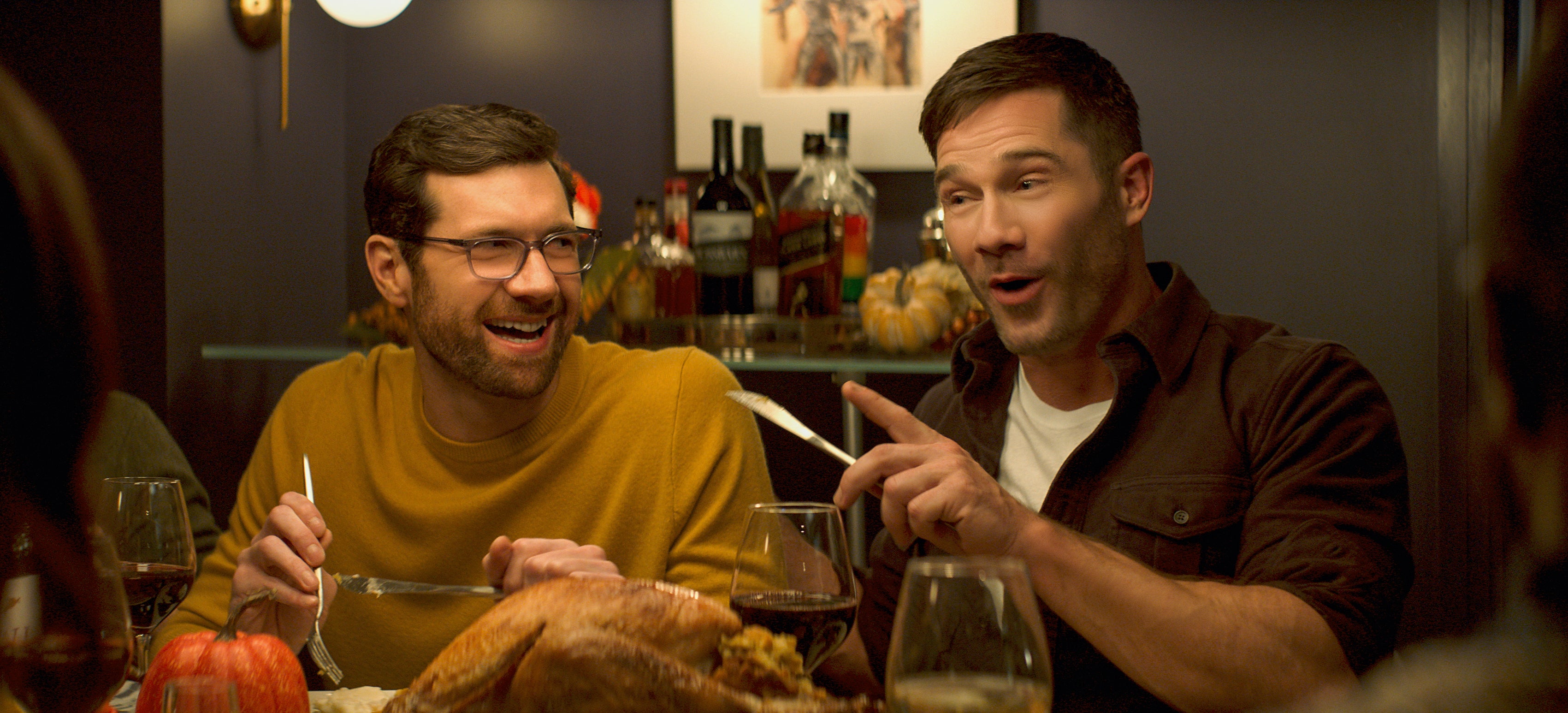 Billy Eichner (L) and Luke Macfarlane in ‘Bros’