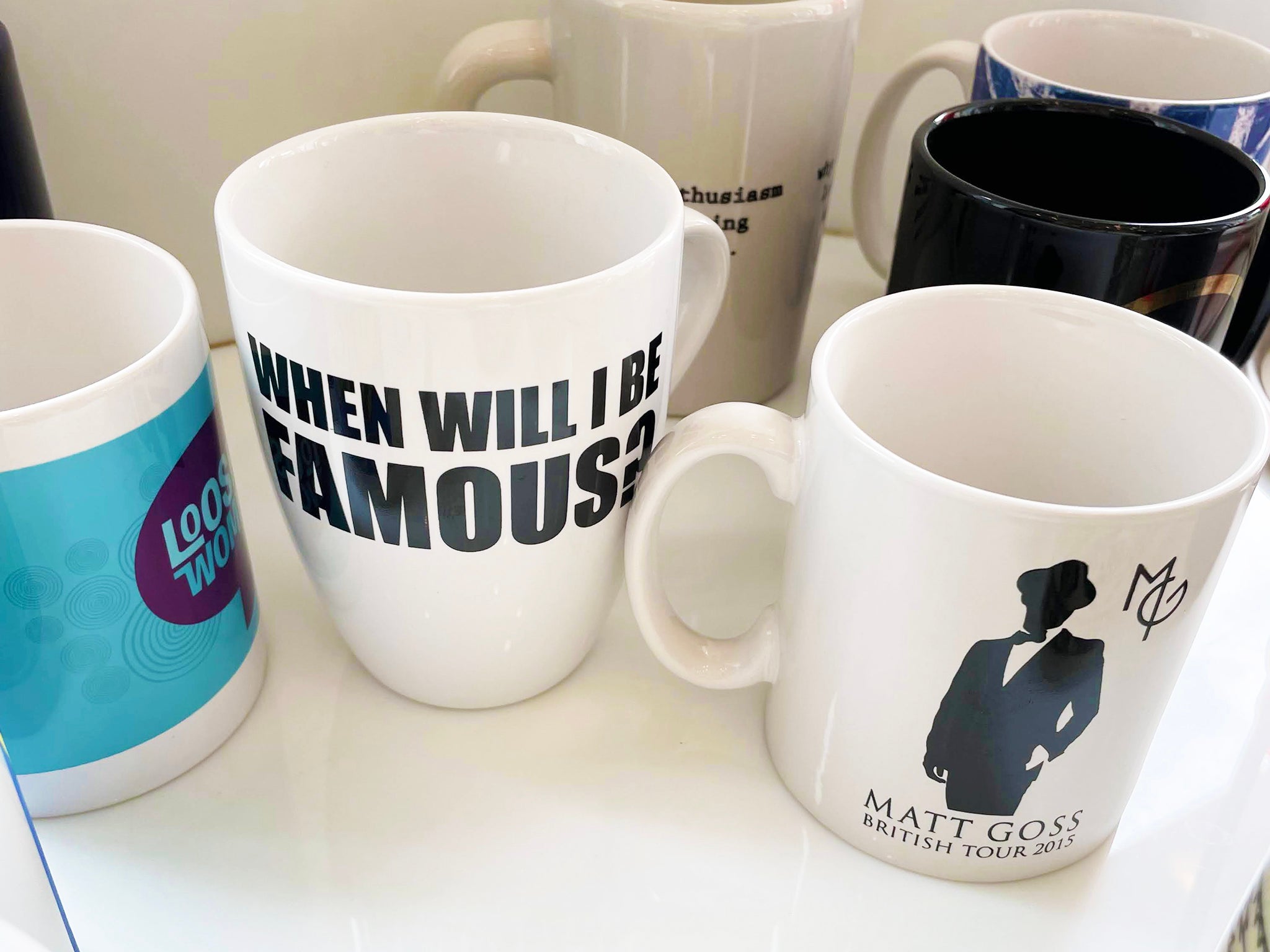 Some of Matt Goss’s mugs, including one from the British TV institution ‘Loose Women'