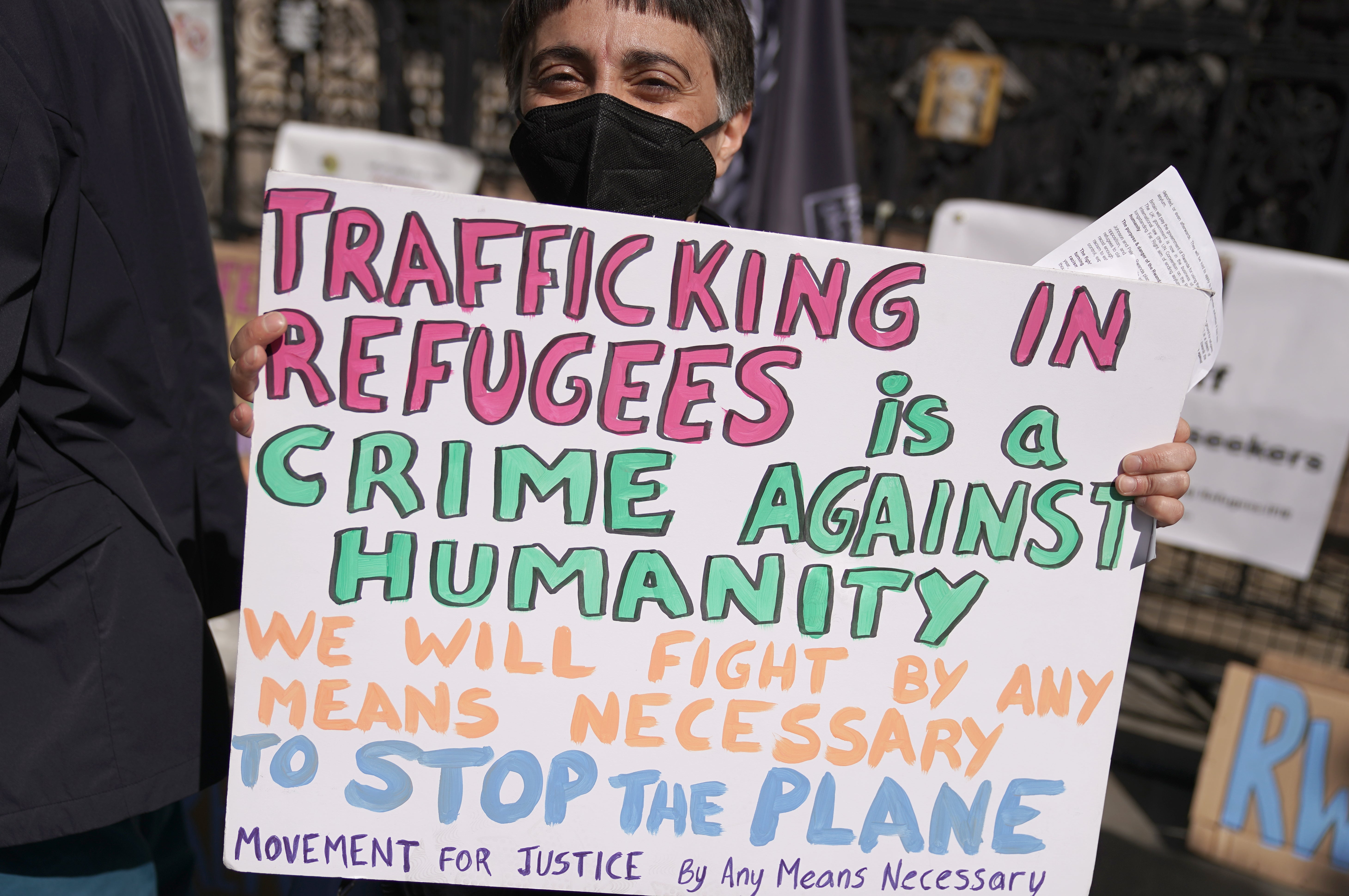 Protesters outside the High Court in London in June 2022