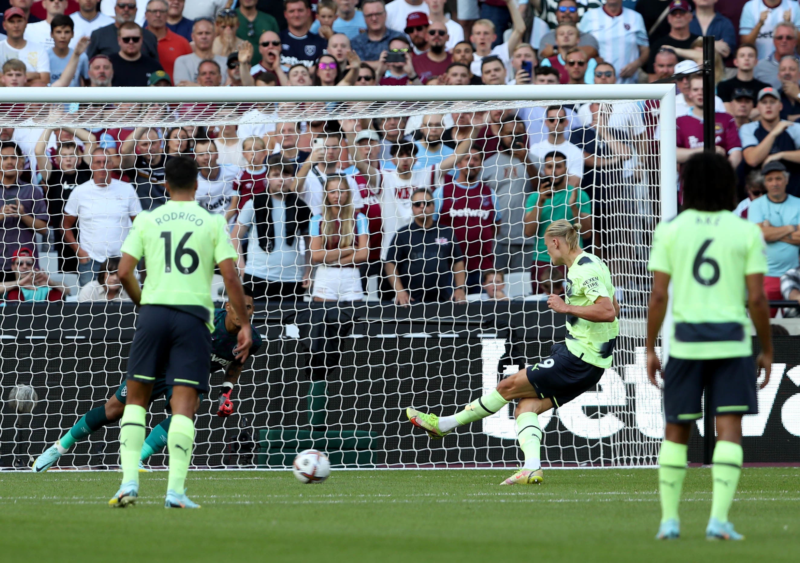 Erling Haaland scores against West Ham (Kieran Cleeves/PA)