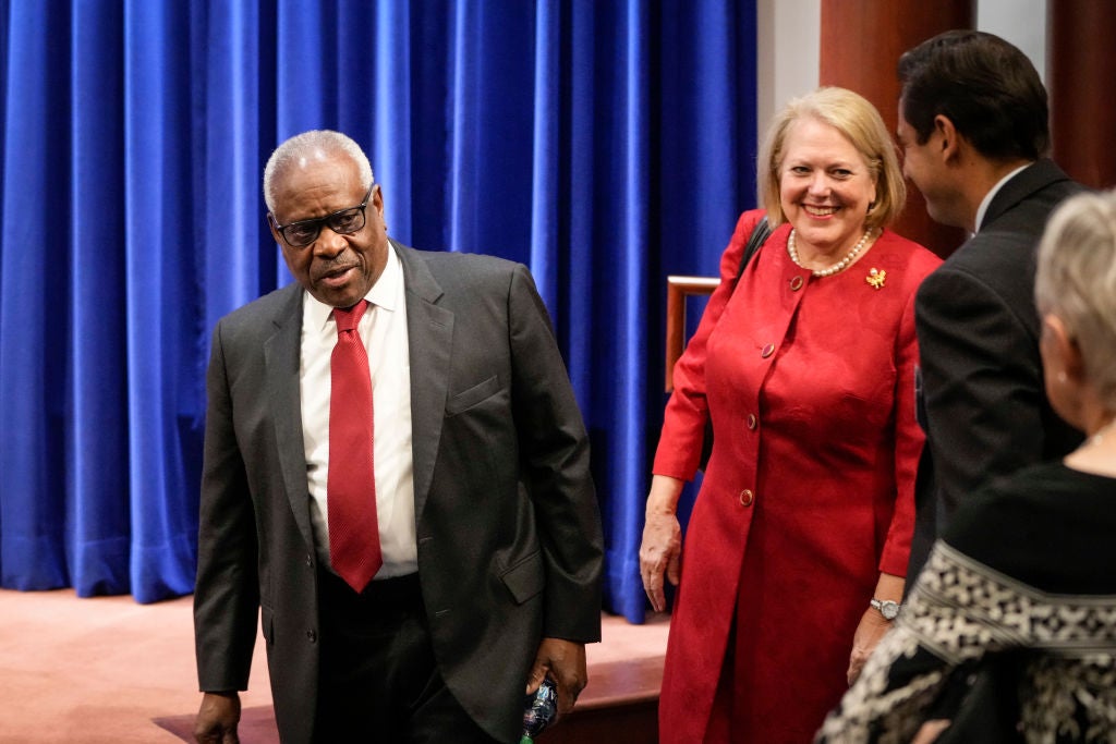 Ginni Thomas and husband Clarence Thomas pictured together