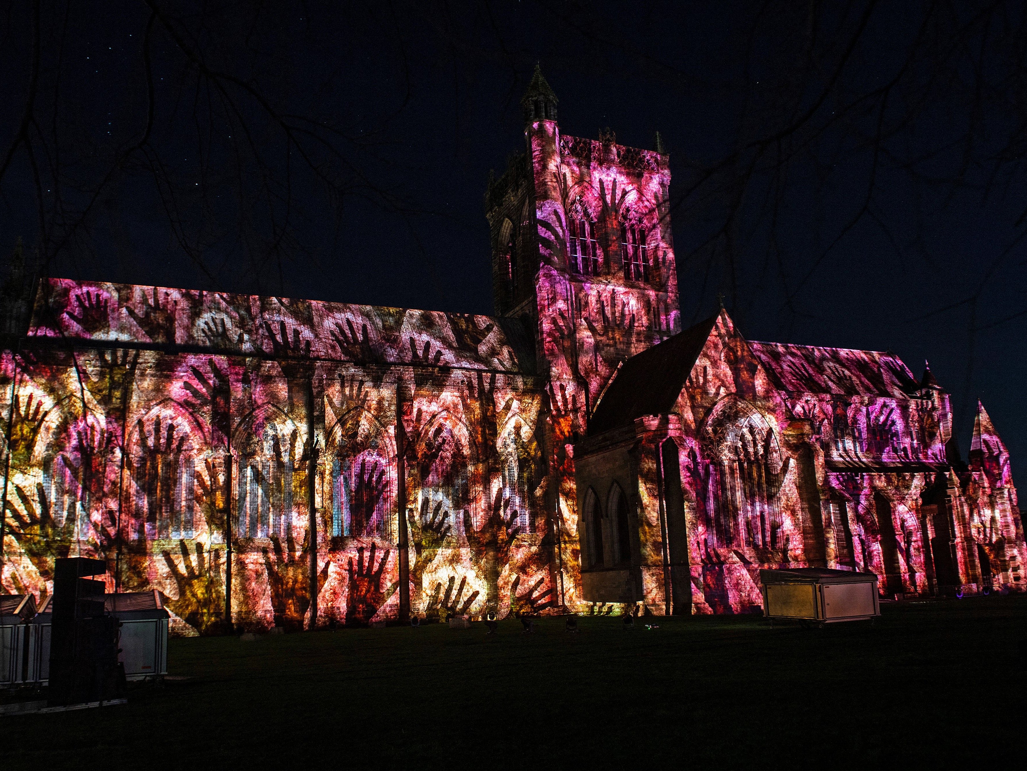 Paisley Abbey in Scotland illuminated as part of the festival’s displays