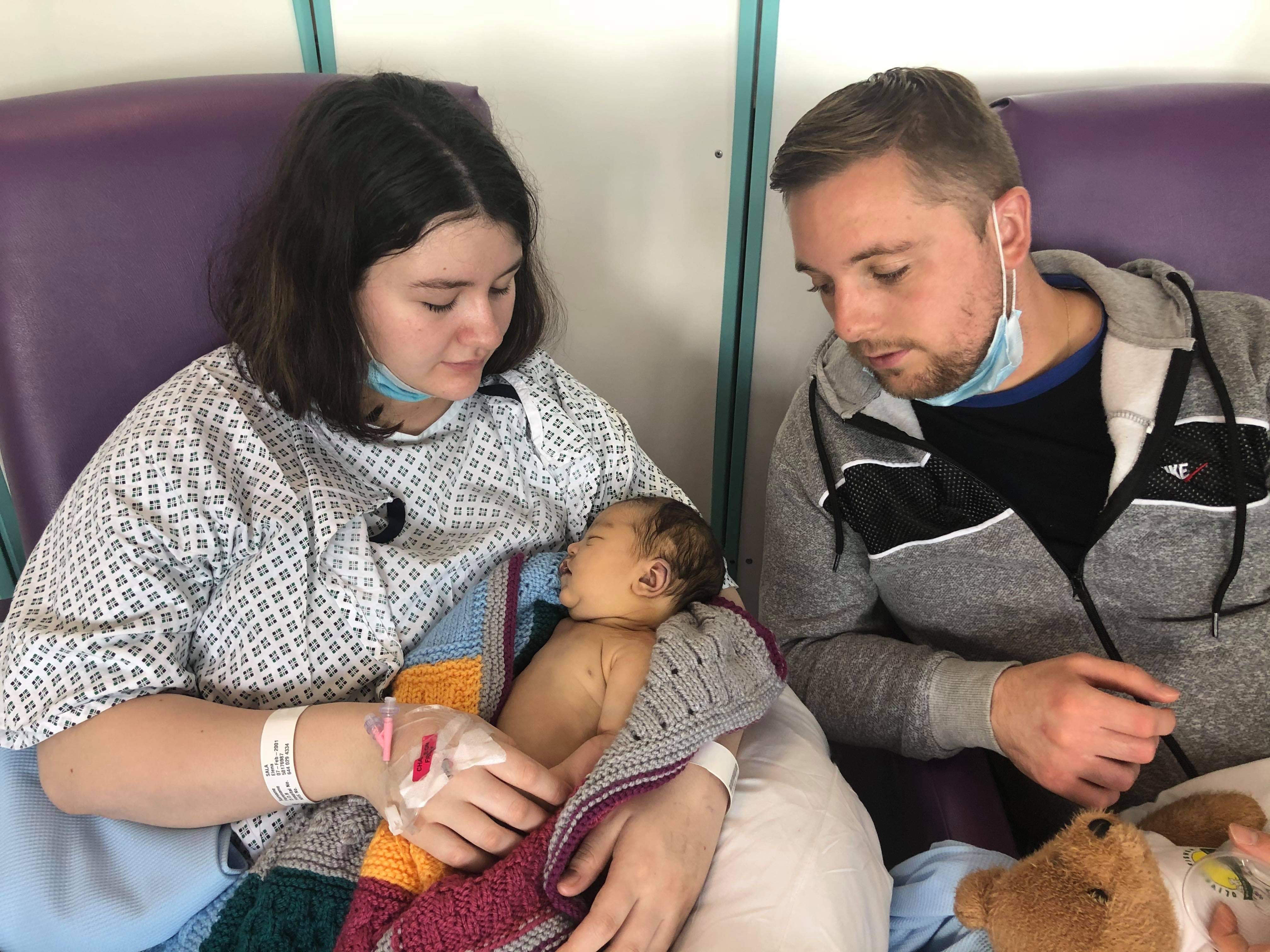 Rosanna Matthews, with parents Elena Sala and David Matthews (Handout/PA)