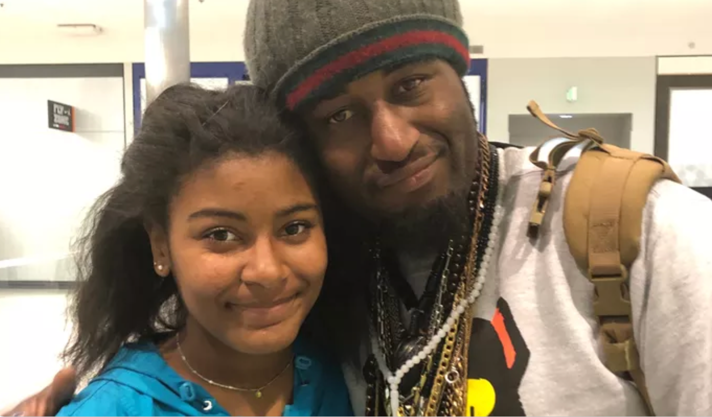 Jermaine Petit, right, with daughter Ashlyn, was critically injured after being shot three times in the back by LAPD officers