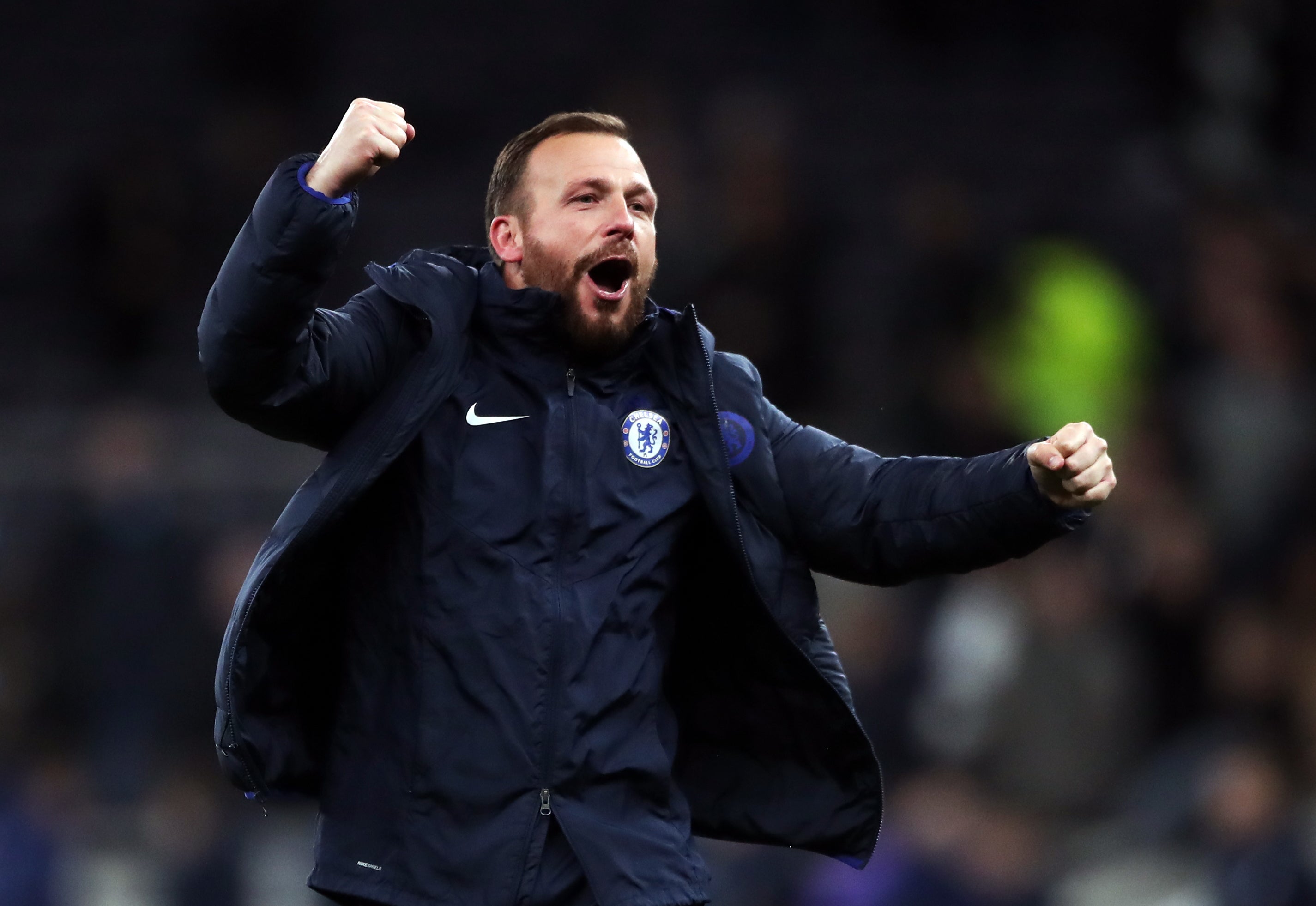 Jody Morris, pictured, celebrating victory at Tottenham in his time as assistant manager at Chelsea (Nick Potts/PA)