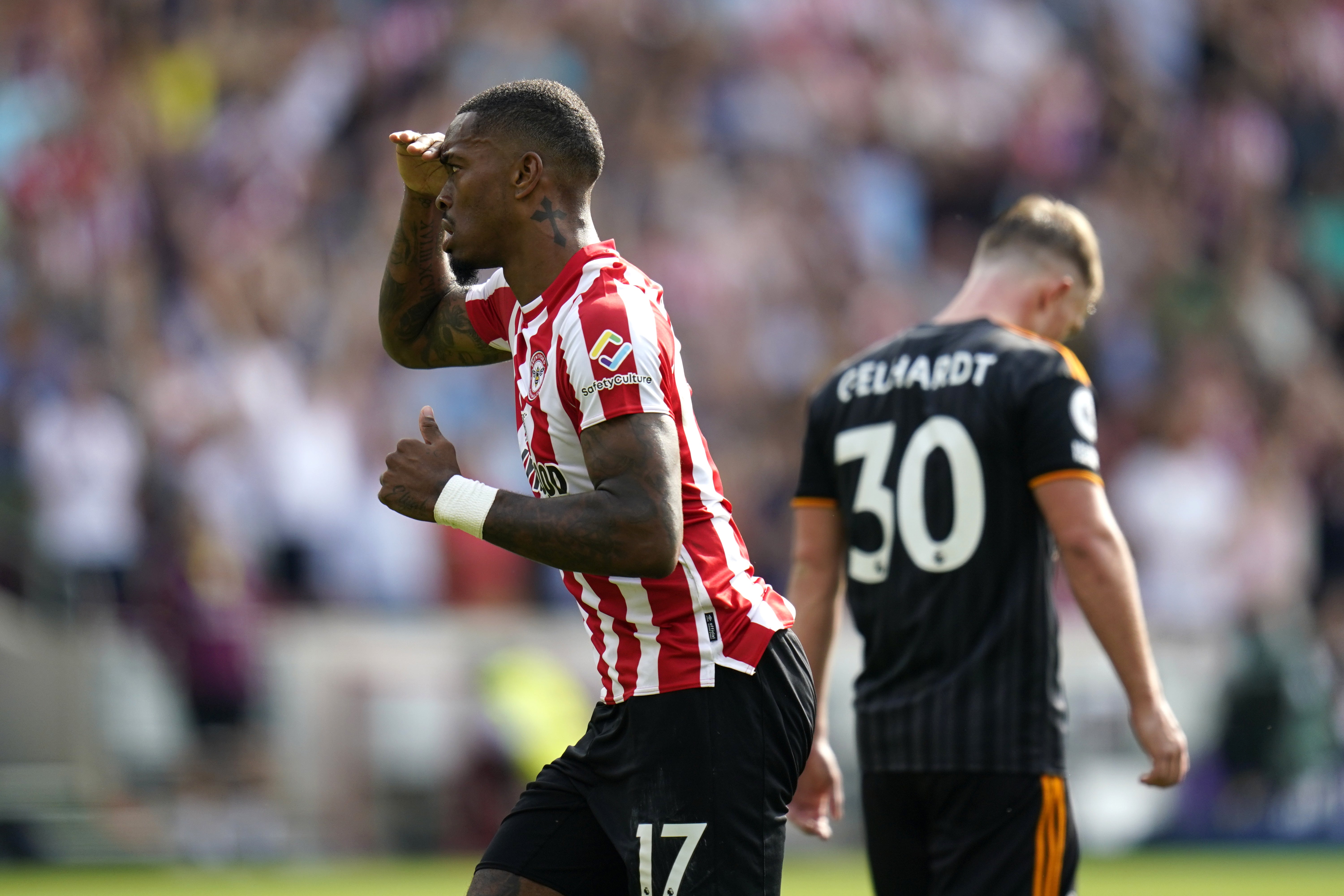 Brentford’s Ivan Toney (left) hit a hat-trick (Andrew Matthews/PA)