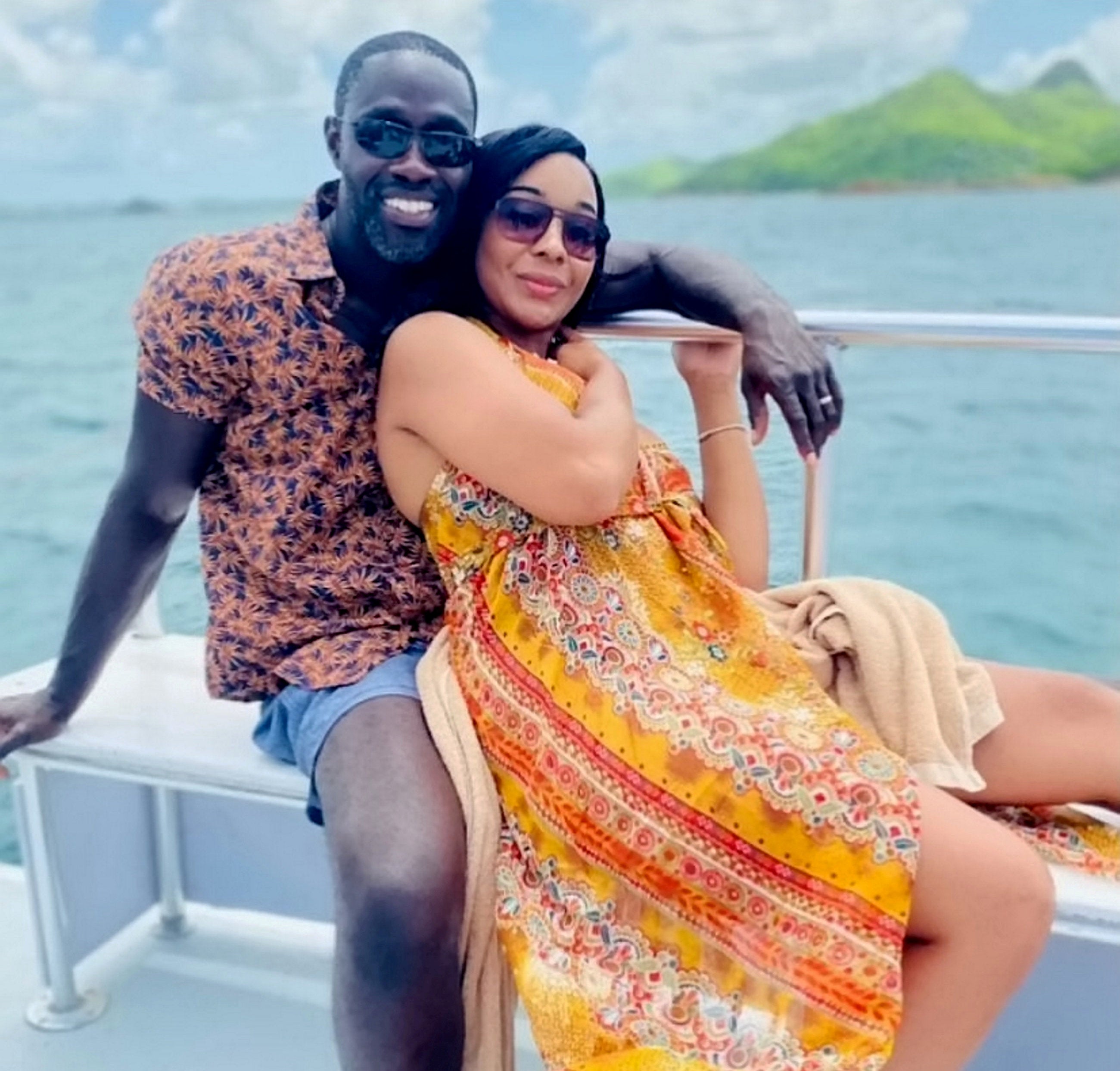 Nana Osei-Adjei and Tremaine Osei-Adjei on honeymoon in Antigua