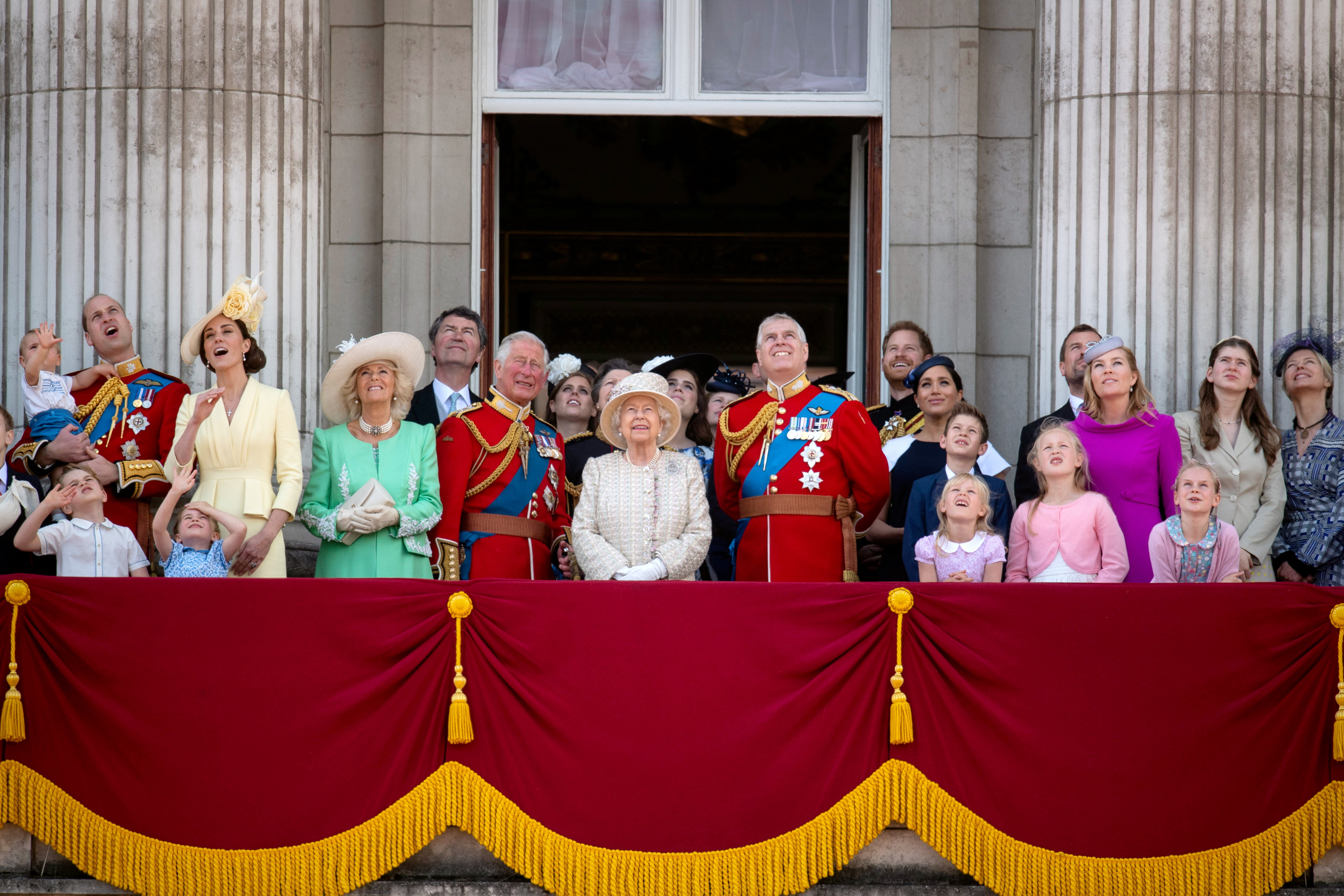 The Queen joined by members of the royal family on the Buckingham Palace balcony in 2019