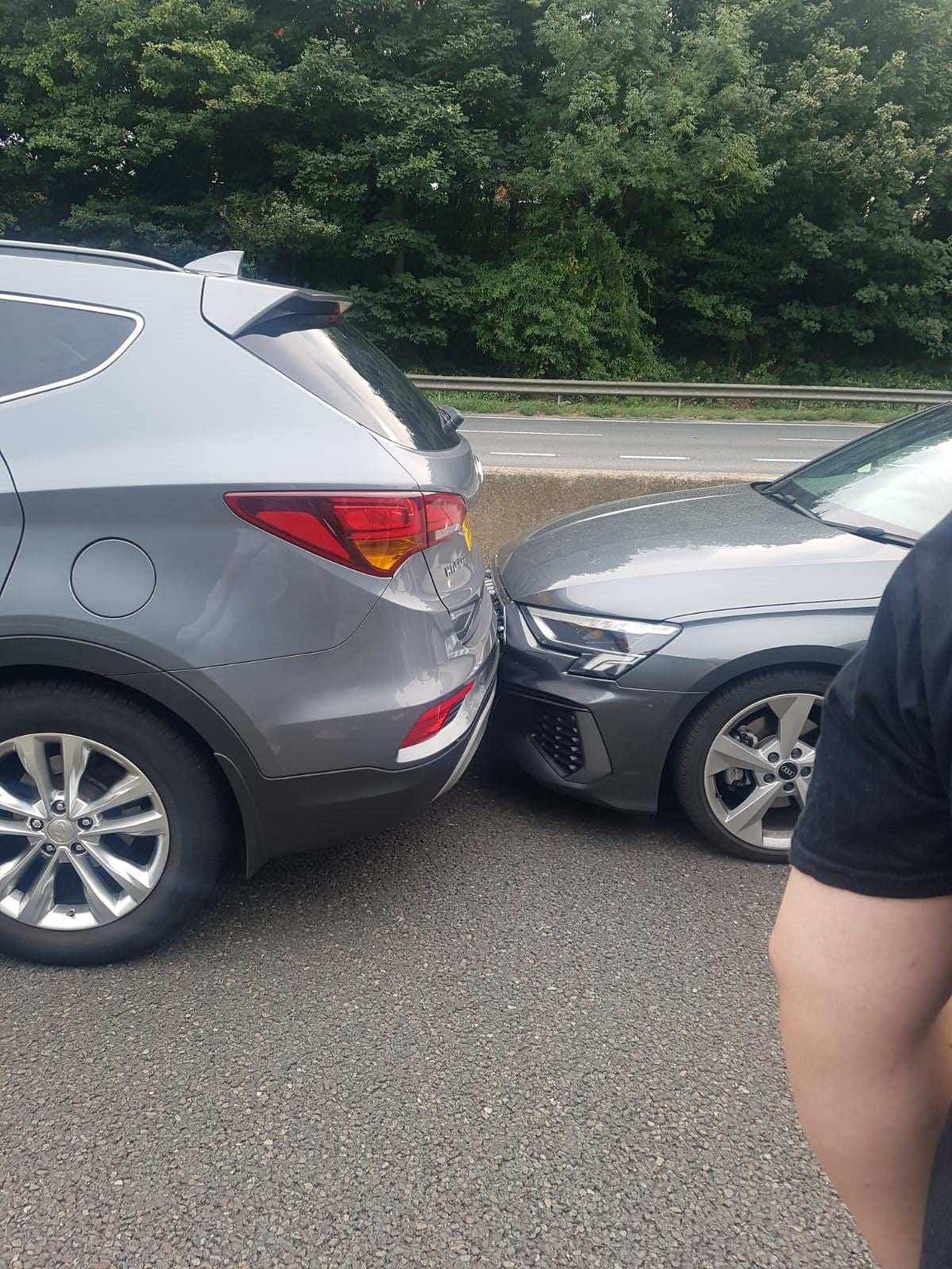 John Barlow stopped the Audi by pulling up in front with his Hyundai