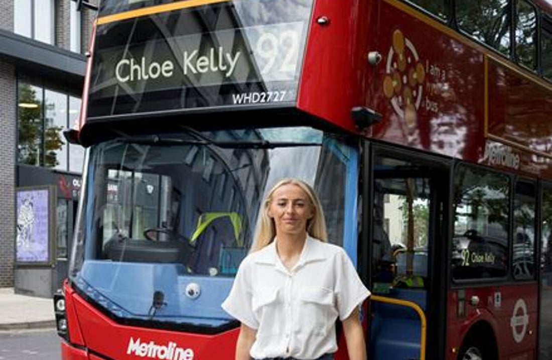 Chloe Kelly in front of the 92 bus (TfL/PA)