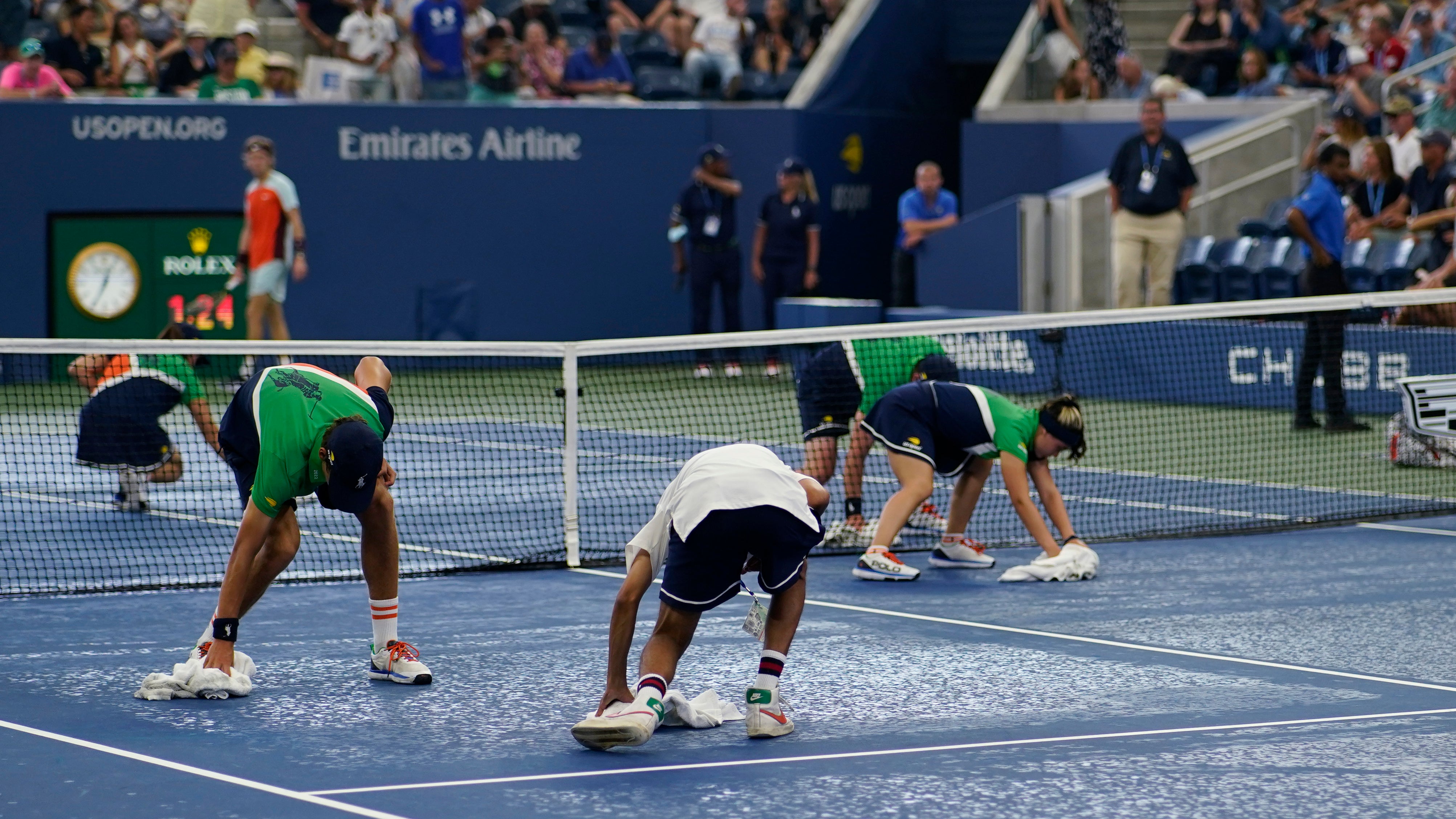 There was a lengthy stoppage after a delay closing the roof (Eduardo Munoz Alvarez/AP)