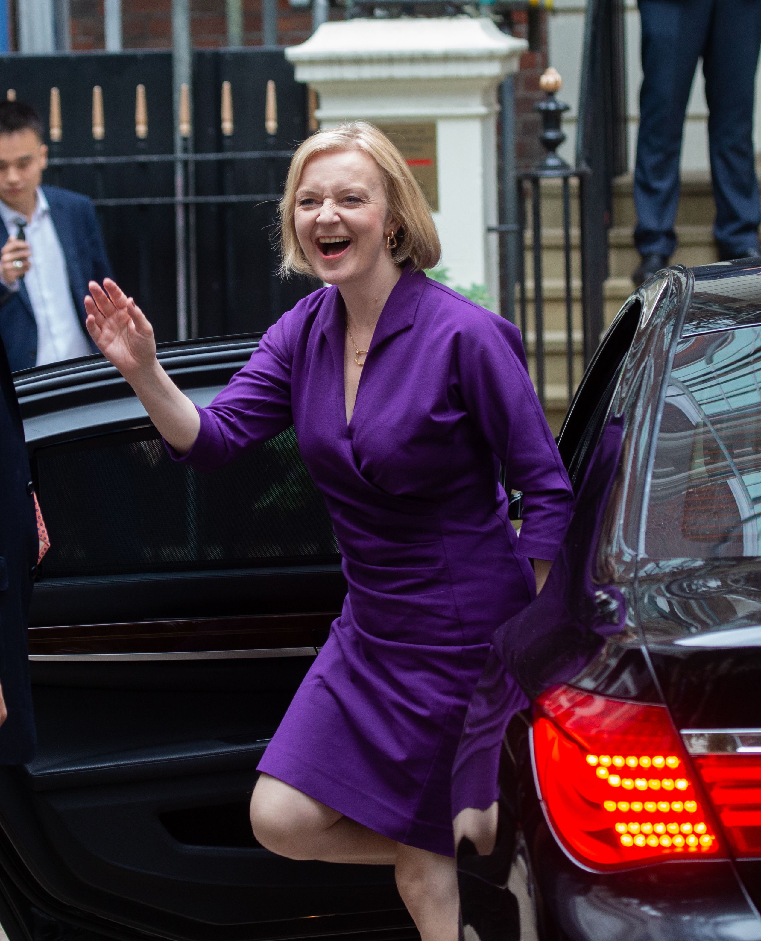 Liz Truss arriving at Conservative Party HQ