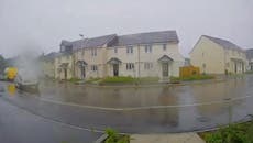 Dramatic moment lightning bolt strikes roof of house in Cornwall