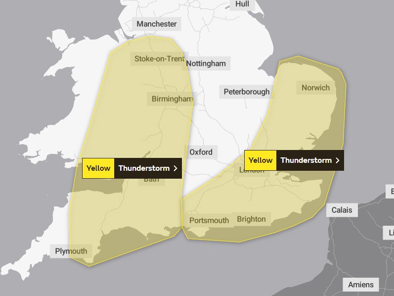 Weather warnings will be in place til 2am on Tuesday